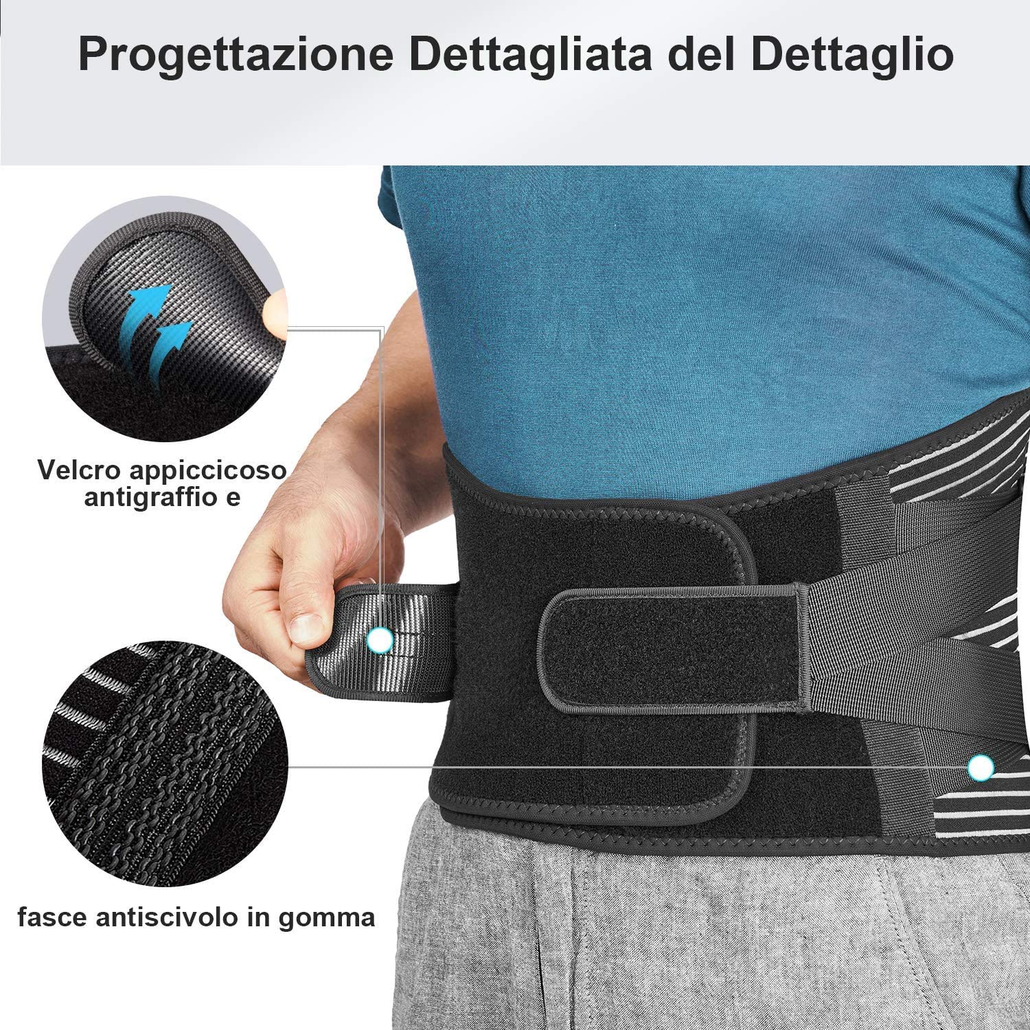 FREETOO Fascia Lombare Posturale, Regolazione della Fascia Schiena per Uomini e Donne, Posturale Cintura Lombare Utilizzare per Sport