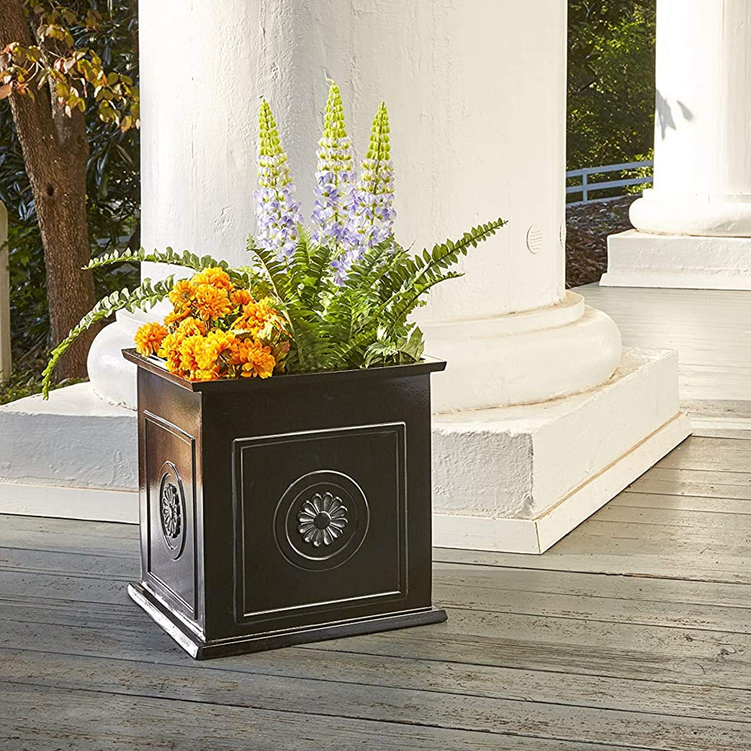 Amazon.co.jp: Southern Patio スクエアプランター 樹脂製 ブラック