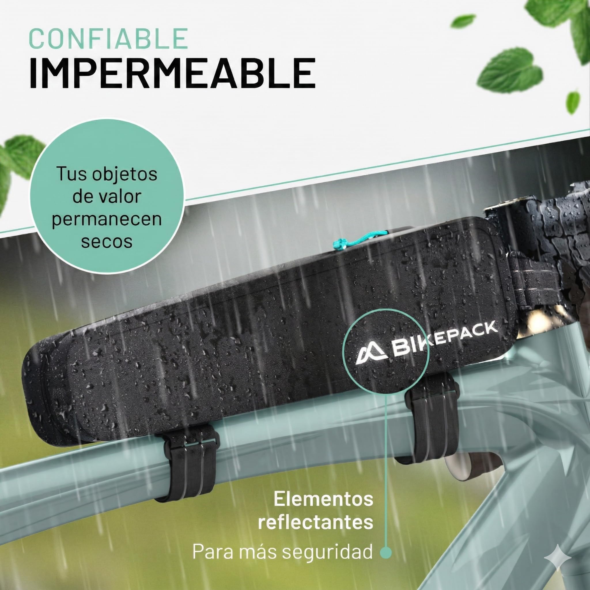 BIKEPACK Bolsa para tubo superior para bicicleta - Bolsa de tubo superior - Accesorios para bicicleta Gravel Bike - 100% impermeable