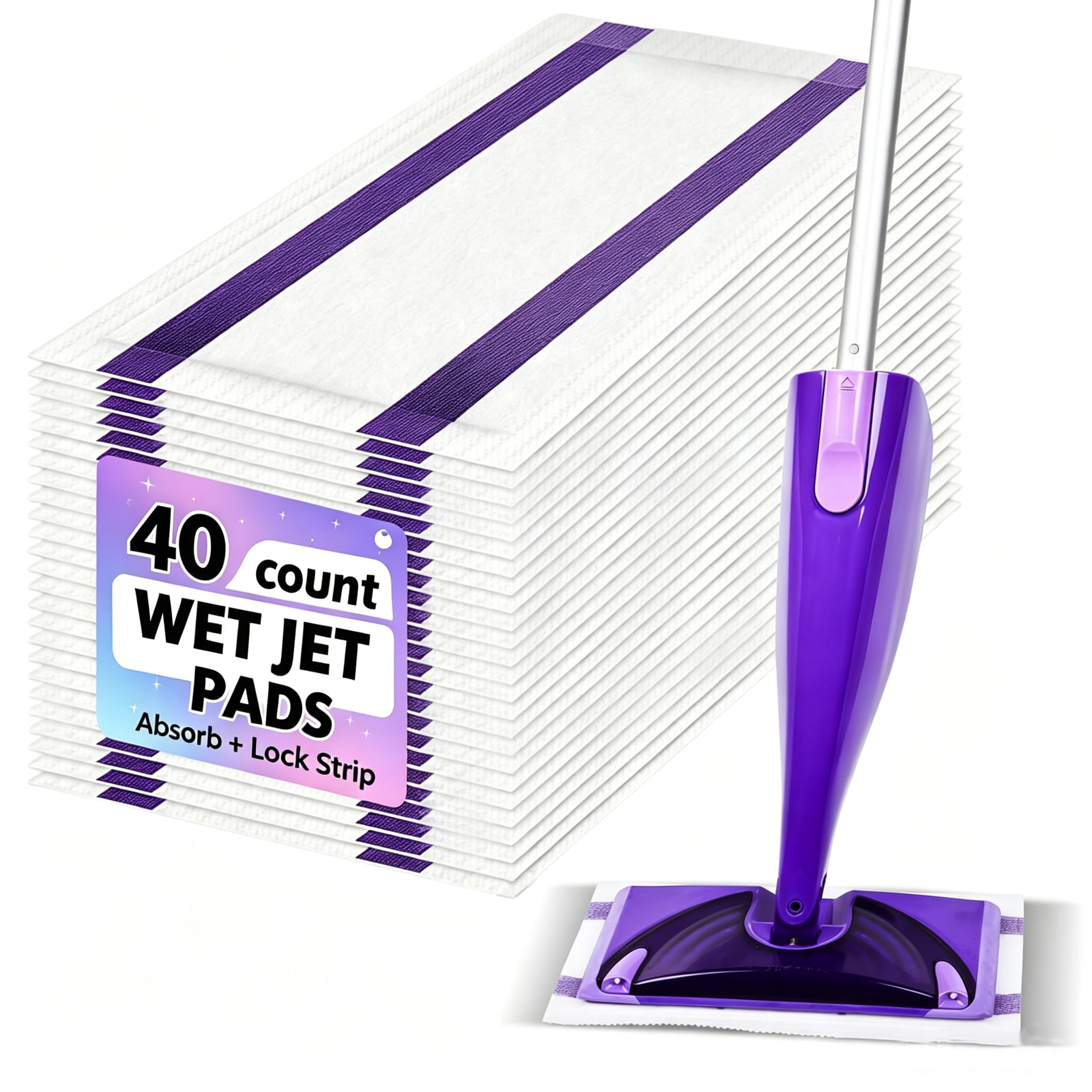 40 almohadillas de fregona desechables para mopa húmeda, repuesto para almohadillas húmedas Swiffer Wet Jet, repuesto compatible con almohadillas Swiffer Wet Jet de grosor y absorbentes para el hogar