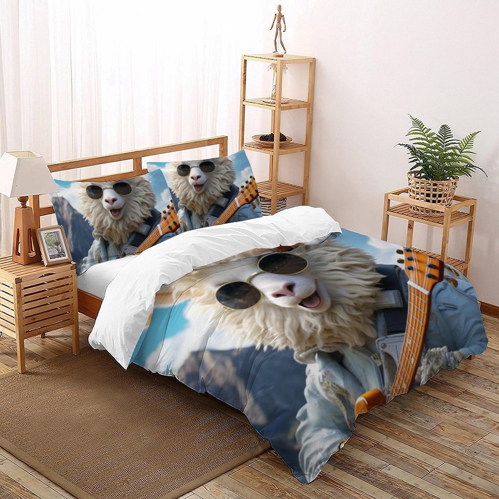 Housse de couette king moutons rocheux literie microfibre 220x240