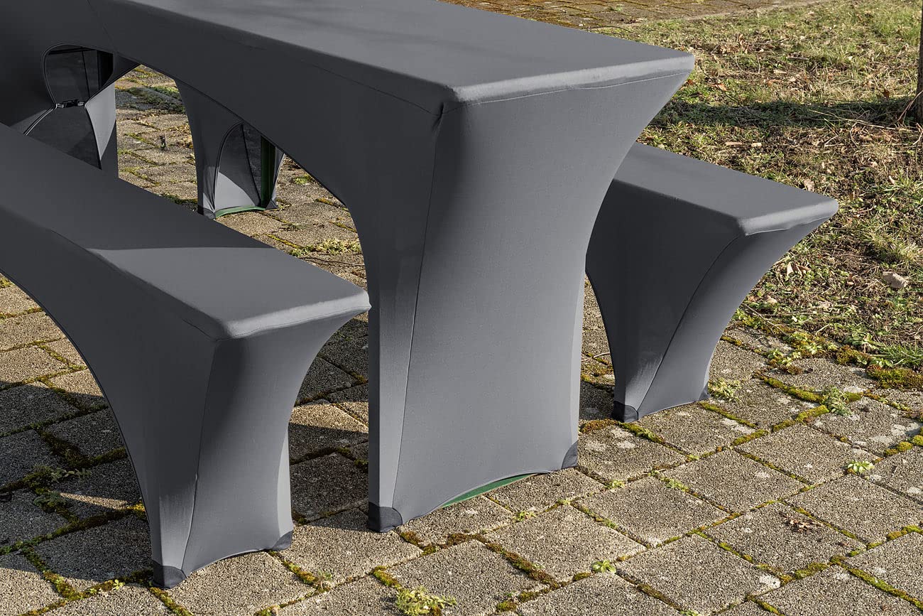 infactory 6-częściowy Zestaw pokrowców stretch do stołów piwnych, antracyt