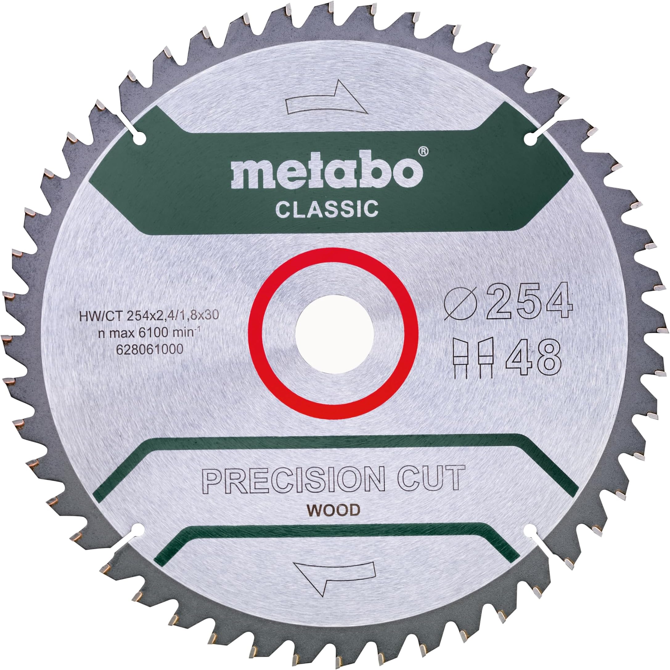 metabo Hoja de sierra HW/CT 254 x 2,4/1,8 x 30 Dtes = 48 W 5º NEG metabo Hoja de sierra HW/CT 254 x 2,4/1,8 x 30 Dtes = 48 W 5º NEG