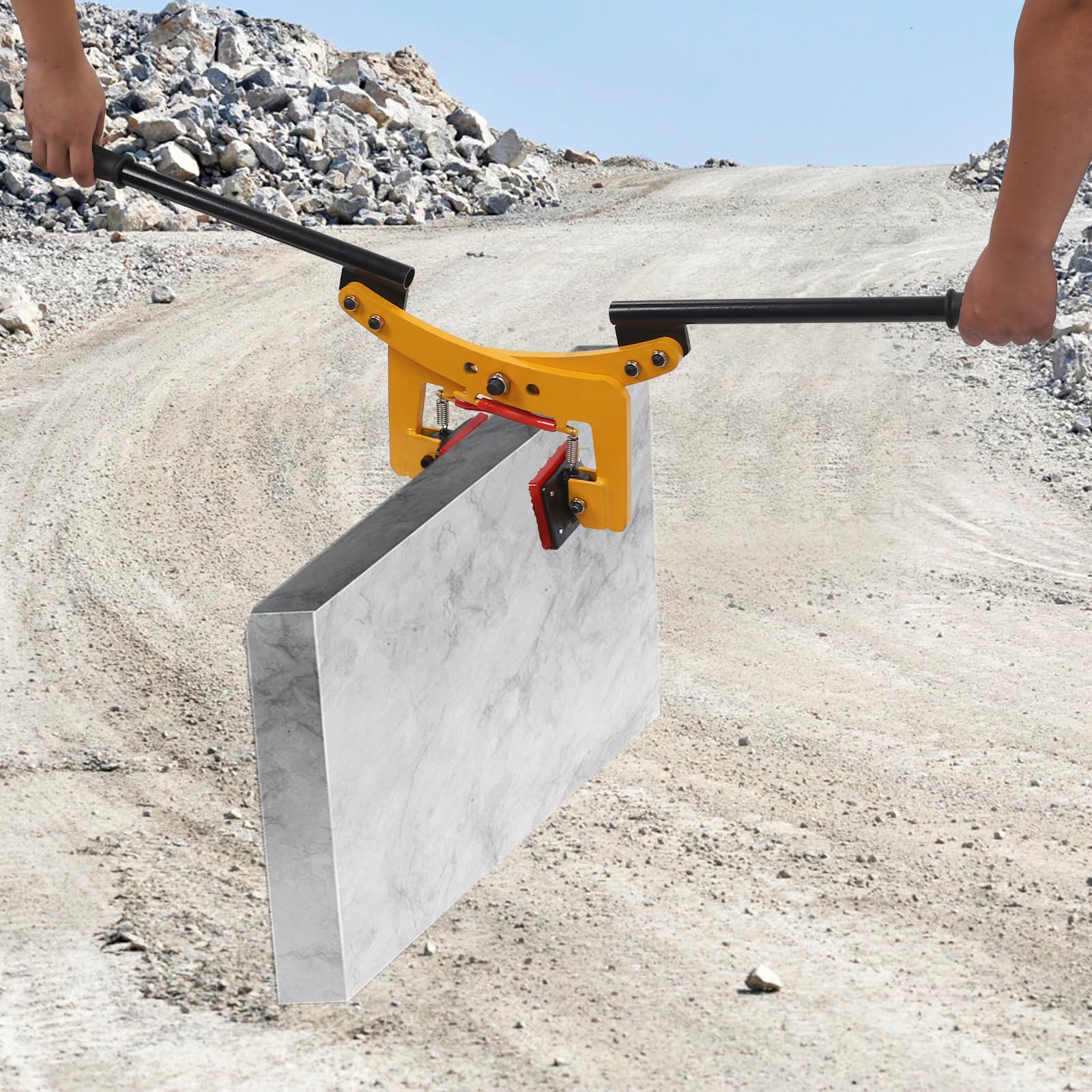Handgriff Doppelhebe Bordsteinzange, Versetzzange für Steine 350kg, Steinzange mit verstellbarer Öffnung 4–18cm, PU-rutschfesten Polstern, für Marmor Beton Granit