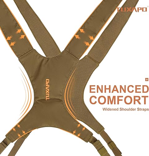 Miniatura 7 de Binocular Arnés Pecho Pack con Telémetro Bolsa Bino Caso para Caza Senderismo Tiro, Marrón Coyote, Caza