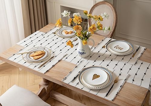 Miniatura 6 de Juego de 6 manteles individuales bohemios para decoración de mesa de comedor, manteles individuales de tela tejida para casa de campo, cocina