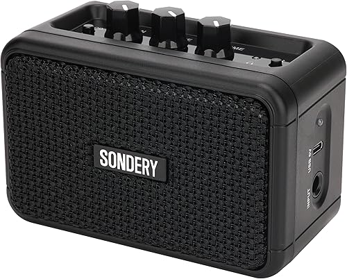 Sondery Mini amplificador de guitarra para guitarras eléctricas 5W dos altavoces recargable portátil Pratice pequeño amplificador con efectos de