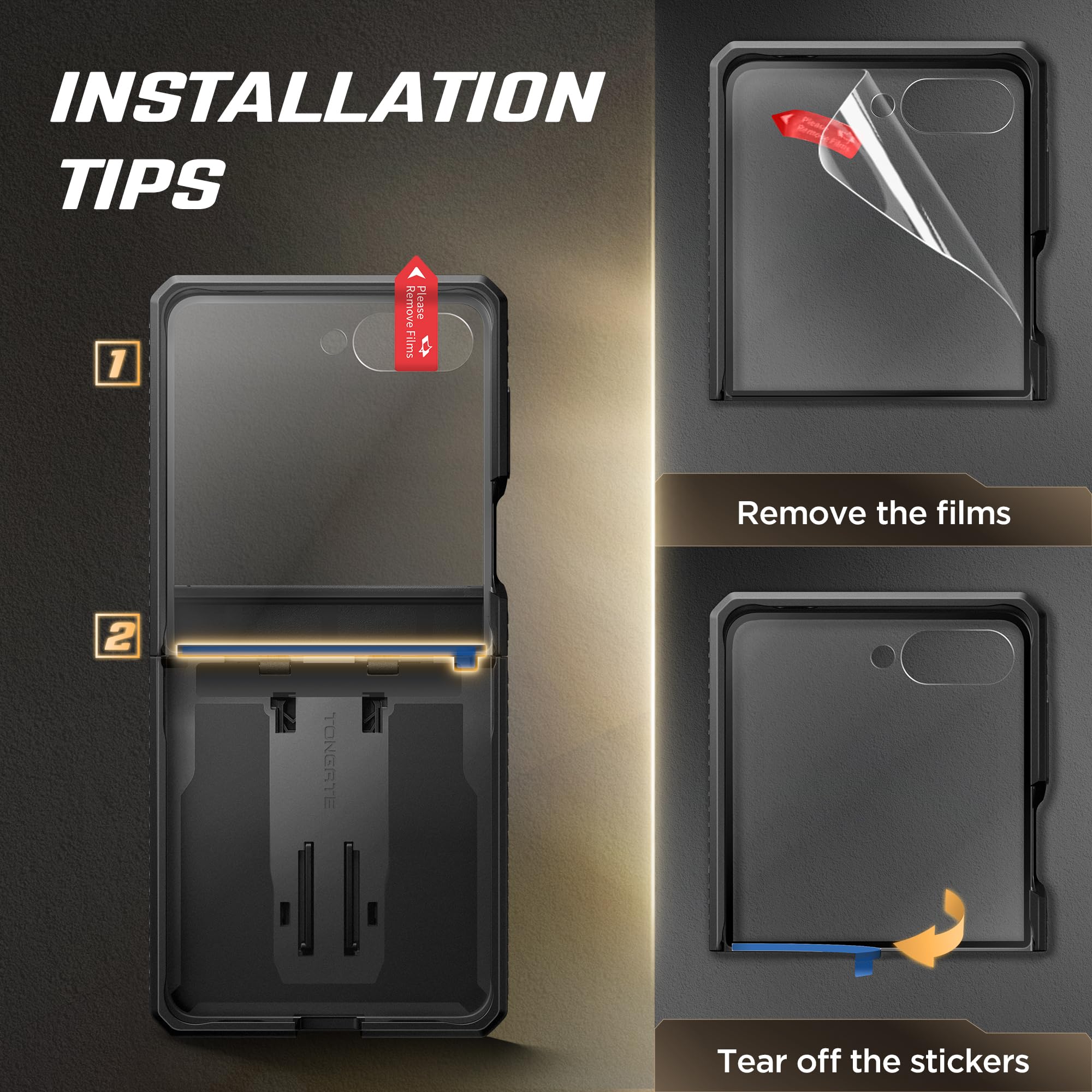 Tongate Custodia Flip Seven per schermo con protezione, nero