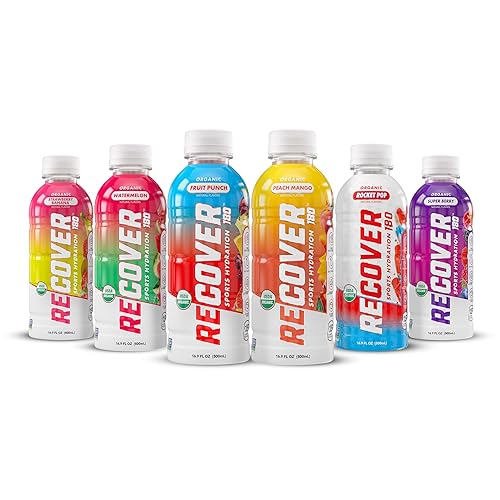 RECOVER 180 Bebida de hidratación deportiva orgánica, sin azúcar añadido, bebida deportiva de 20 calorías, sabores orgánicos con vitaminas,