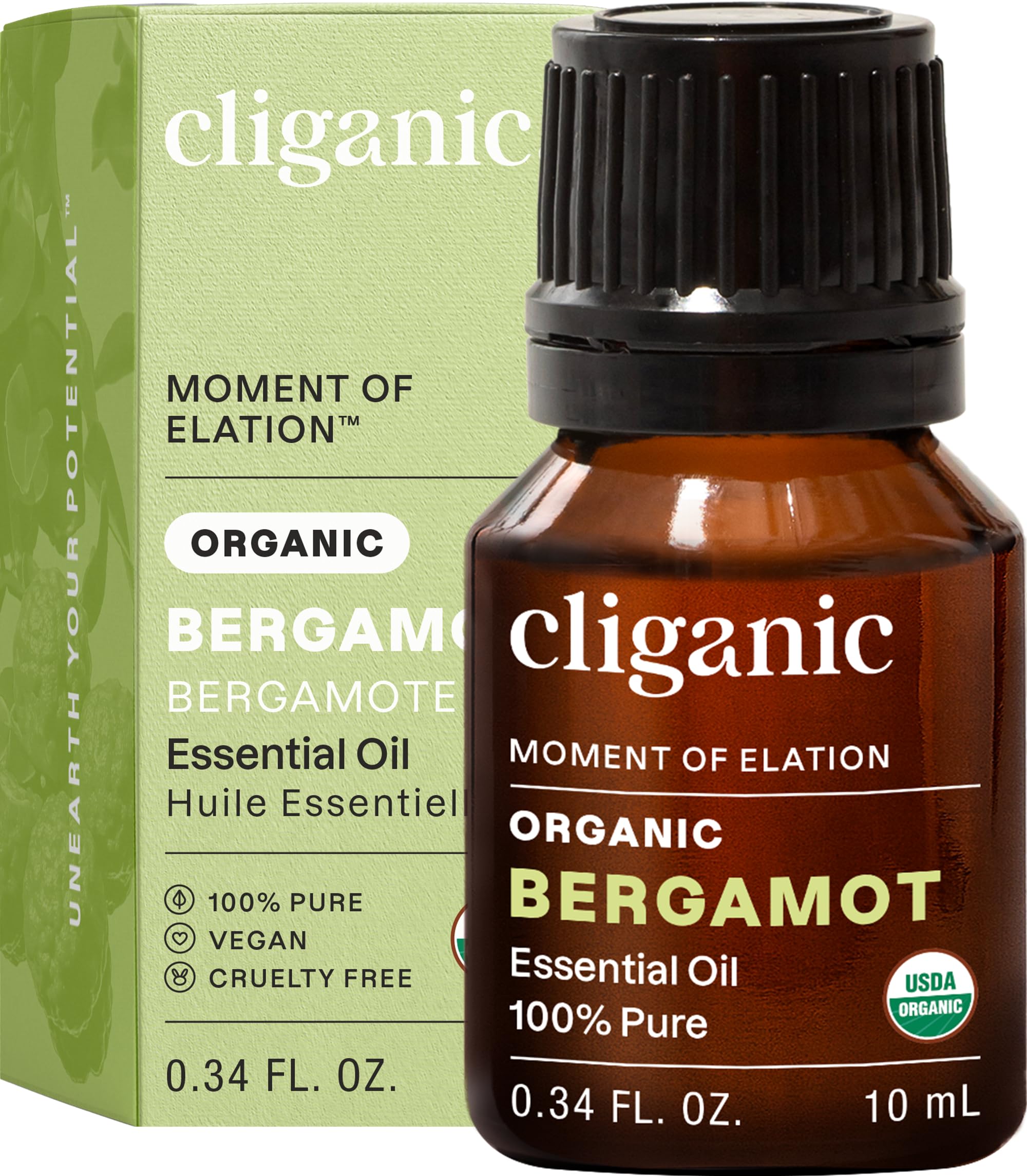 Organic Bergamot Essential Oil, 100% Pure Natural for Aromatherapy | Non-GMO Verified (Packaging May Vary)