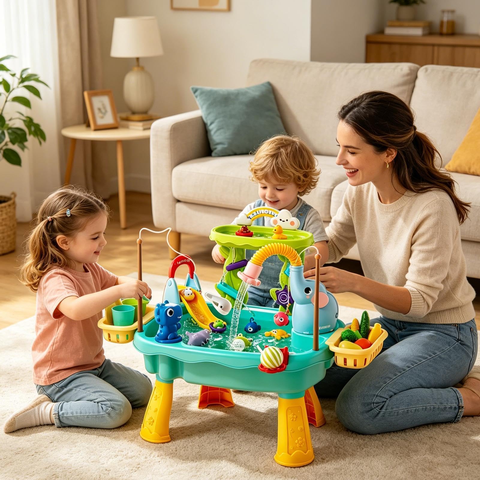 Mesa de Agua Infantil | Juguetes de con Bomba eléctrica, De Agua para Exteriores,para Niños Niñas Preescolares Patio Playa Camping Guardería Hogar Baño Sala Juegos Vacaciones Cumpleaños