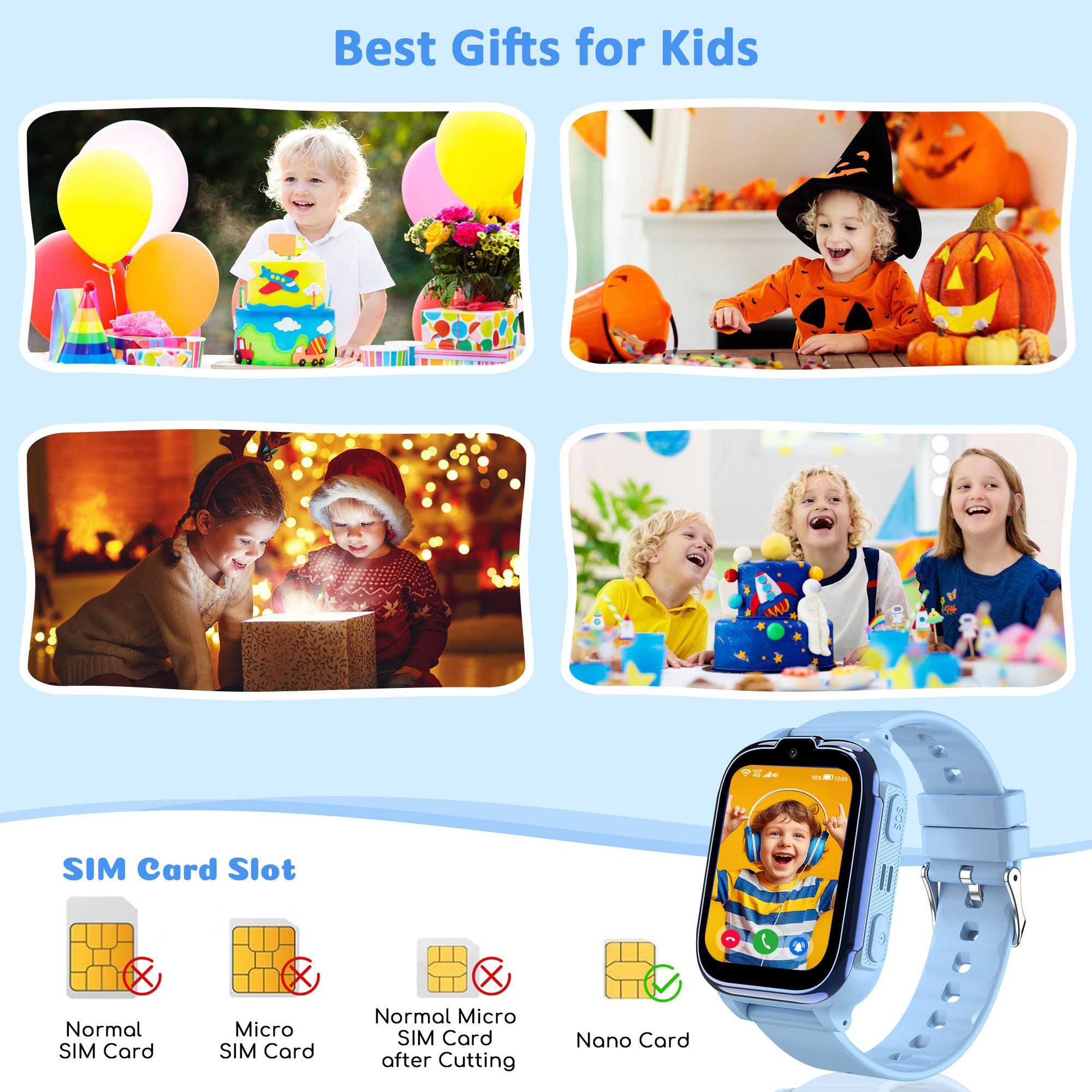 4G Reloj Inteligente Niño con GPS y Llamadas Reloj GPS Niños Teléfono