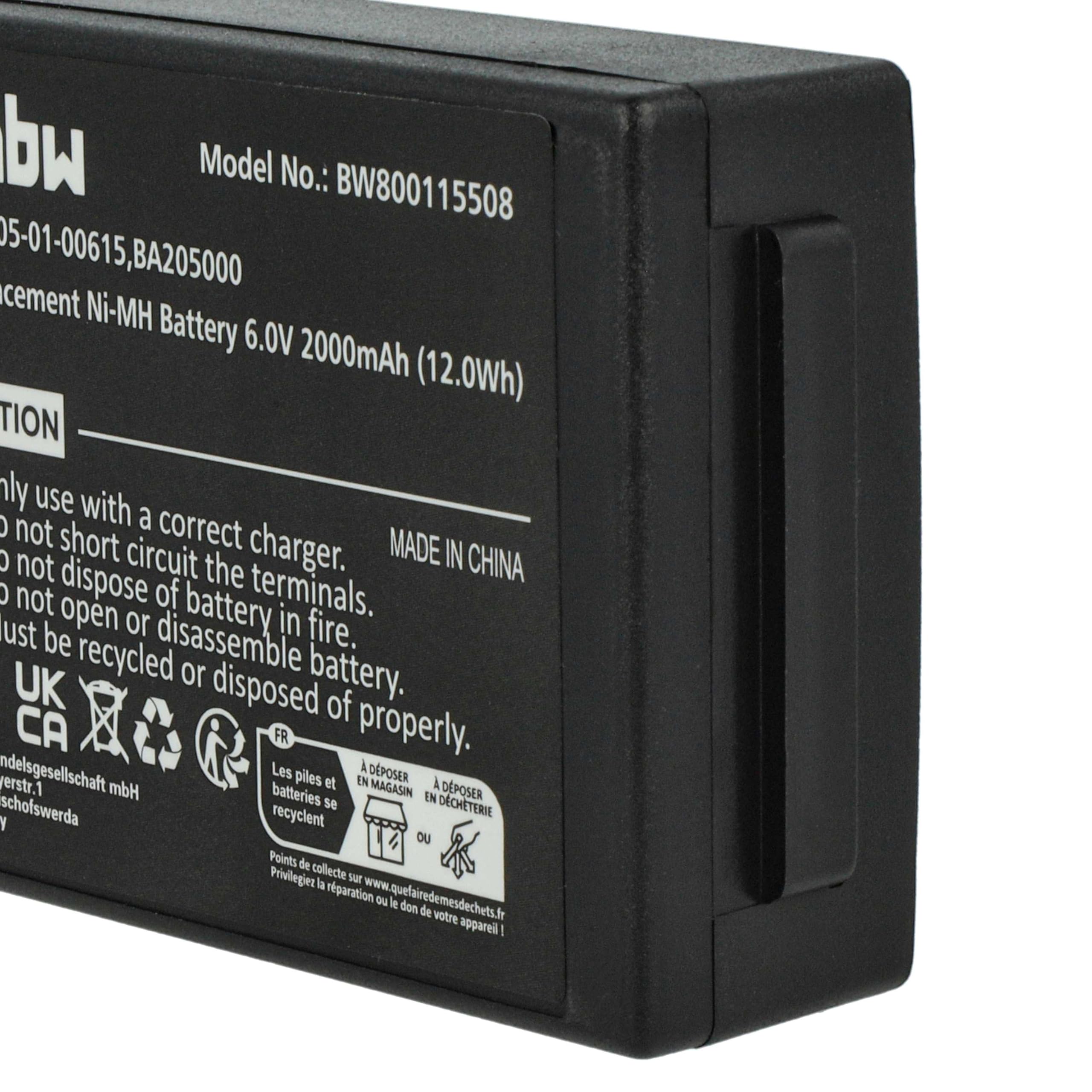 vhbw 5X batería Compatible con Putzmeister Linus 6, Technos Mando a Distancia Industrial (2000 mAh, 6 V, NiMH) - Negro