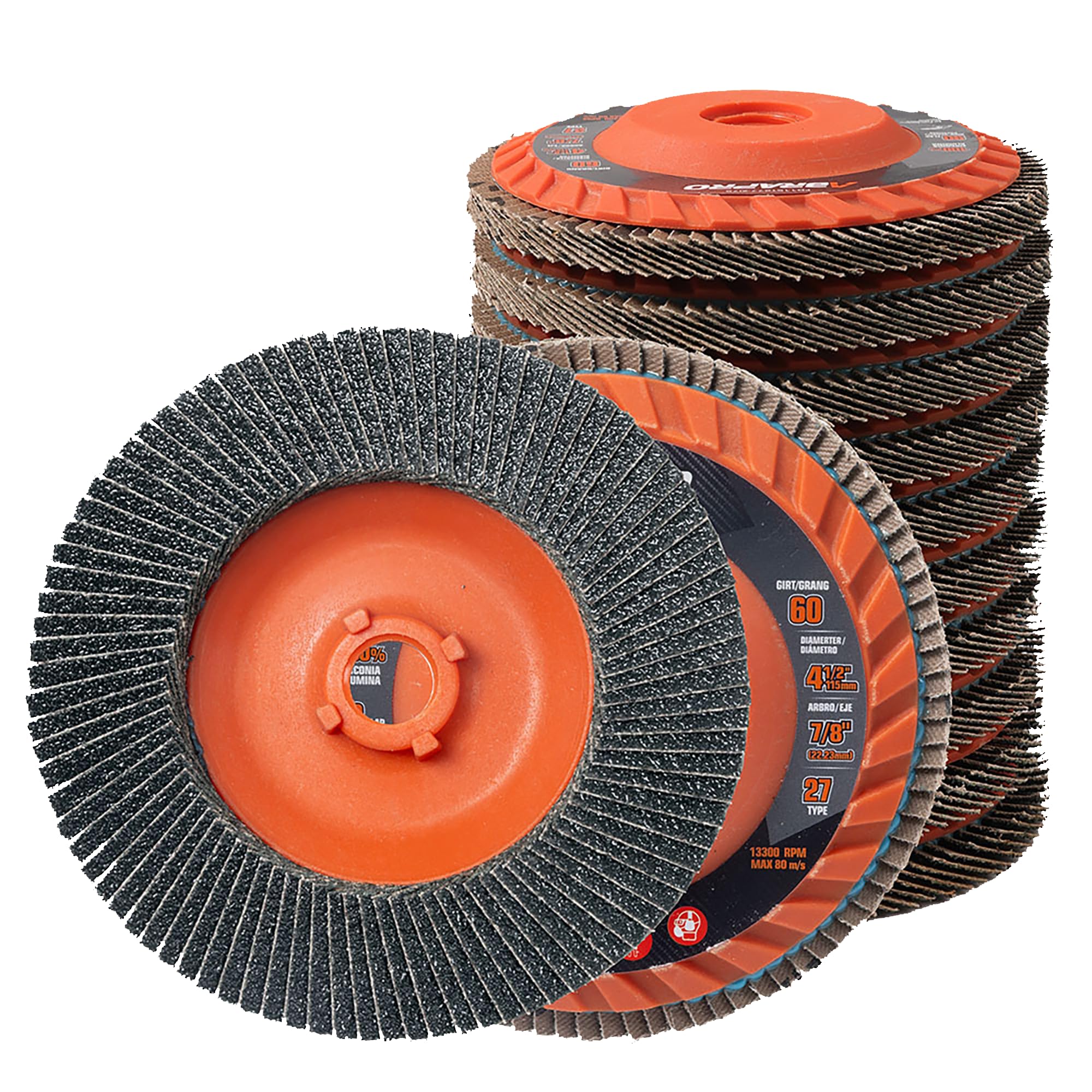 Jumbo Zirconia Flap Discs 4 1/2 for Angle Grinder, 60 Grit Type 27 High Density Trimmable 5/8"-11 inch Grinding Wheels for Grinding, Rust Removal,