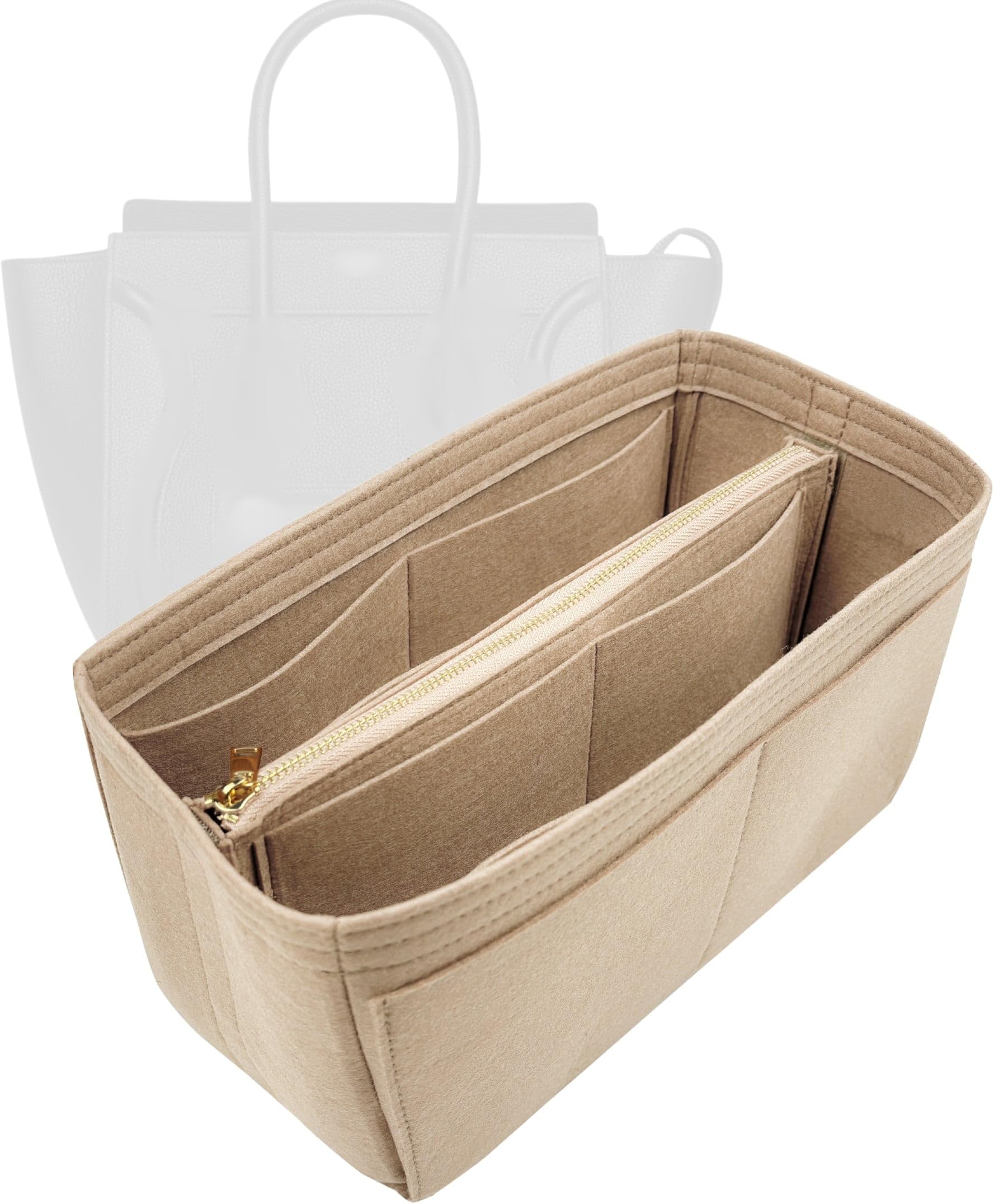 Organizer for Celine Luggage Bag, Nano/Micro/Mini, Felt Insert (Micro, Black)