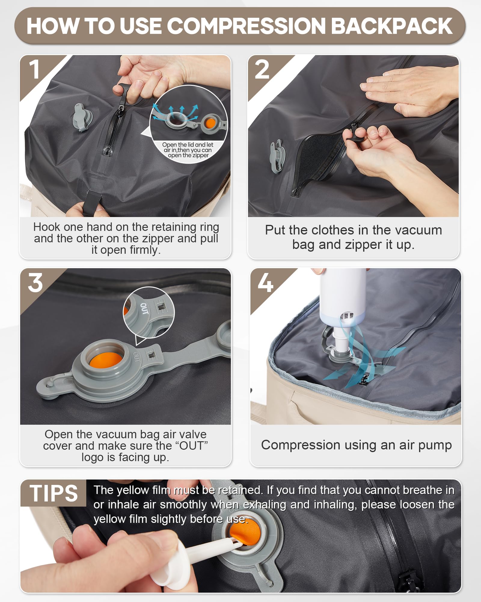 SZLX Mochila De Vacío Equipaje De Mano Mujeres, Mochila Airbag Con Sistema De Vacío Para Viajes, Ryanair Mochila De Viaje Tamaño Cabina Con Bomba Impermeable Maleta De Vacío Para Hombres