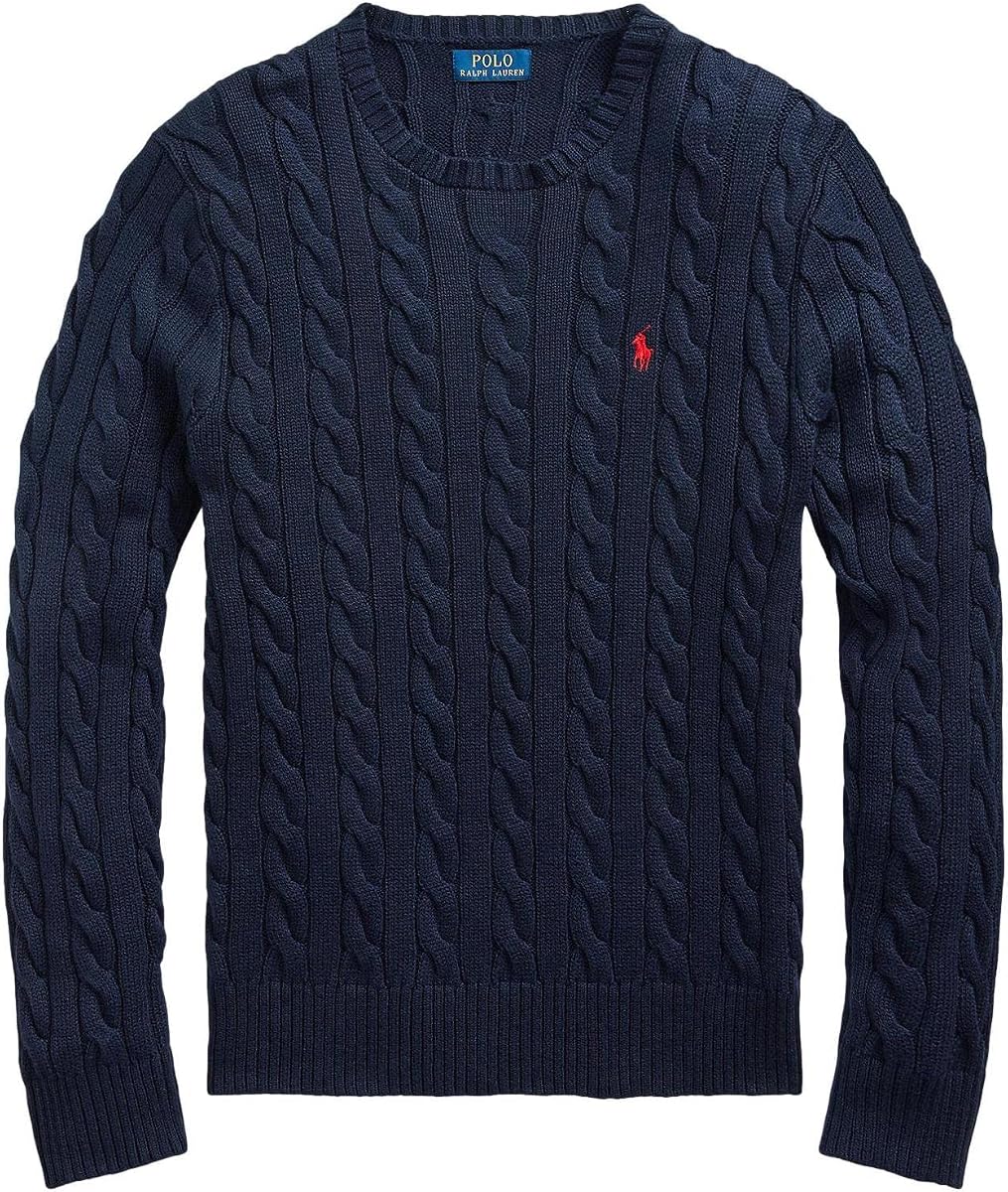 Men's Big & Tall Cable Knit Pullover Sweater (Navy - 2X)