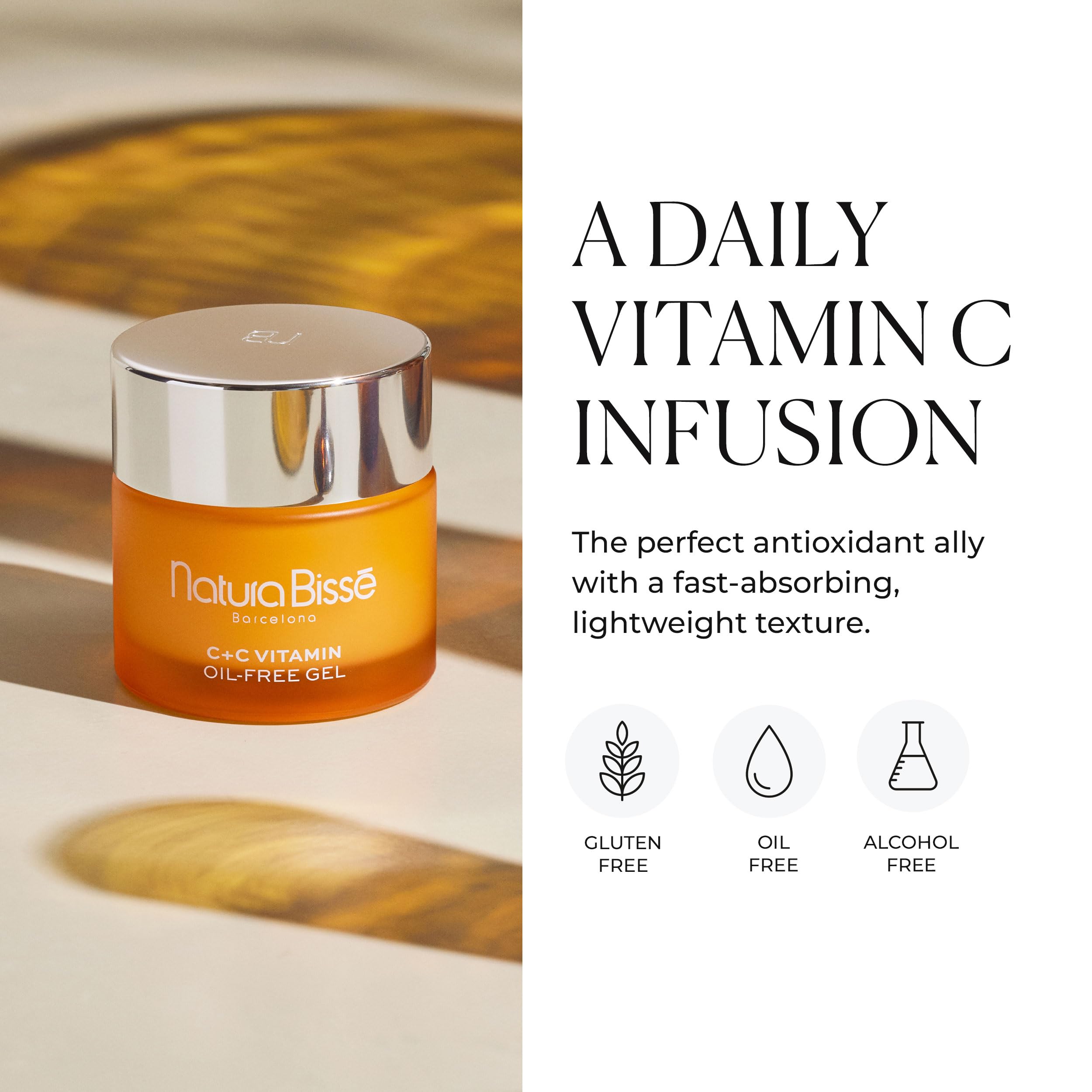 Natura Bissé C+C Vitamin Oil-Free Gel, Firming Vitamin C Gel Moisturizer, Firms, Hydrates & Revitalizes, for All Skin Types, 2.5 Oz