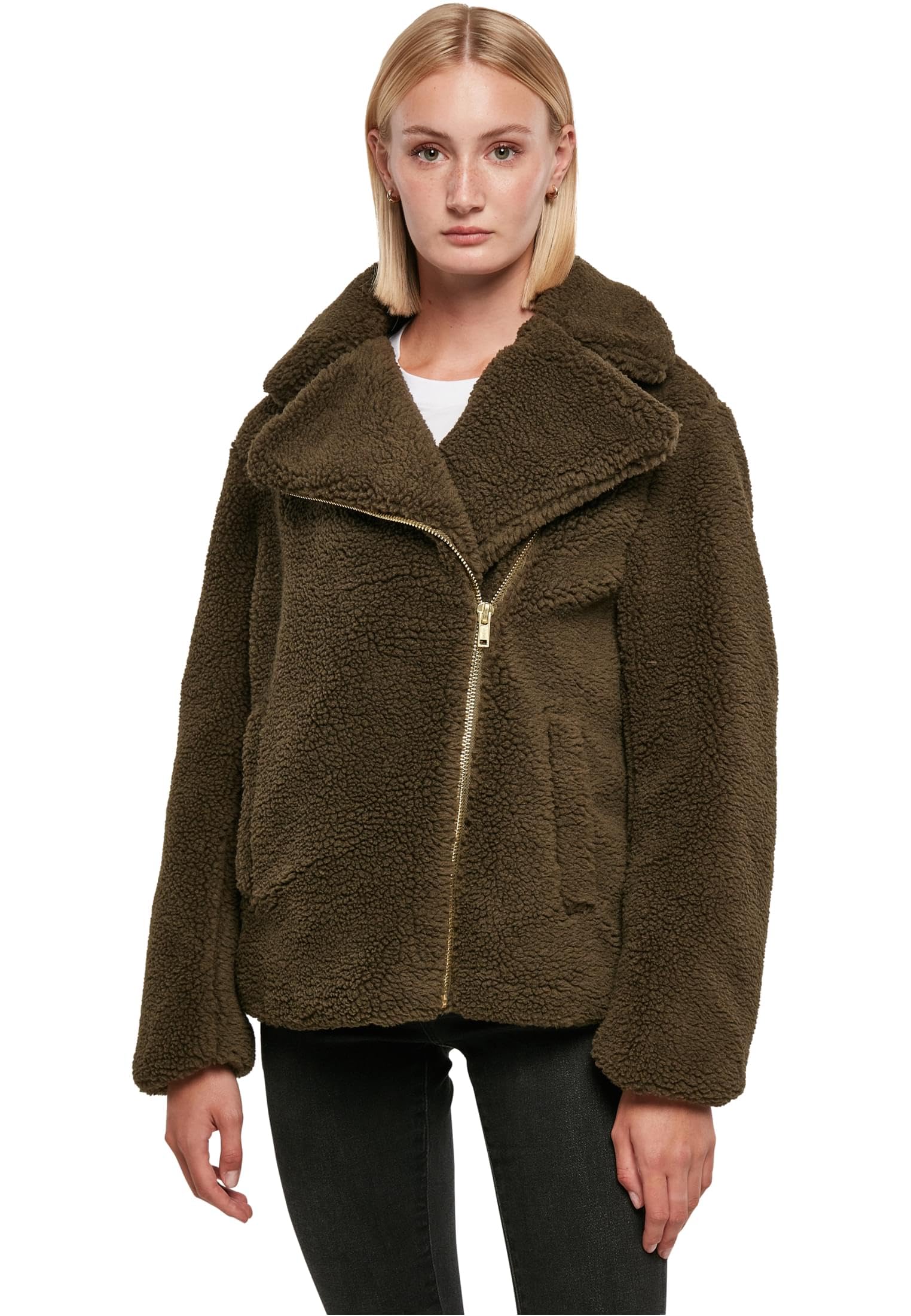 Urban Classics Damen Ladies Sherpa Biker Jacket