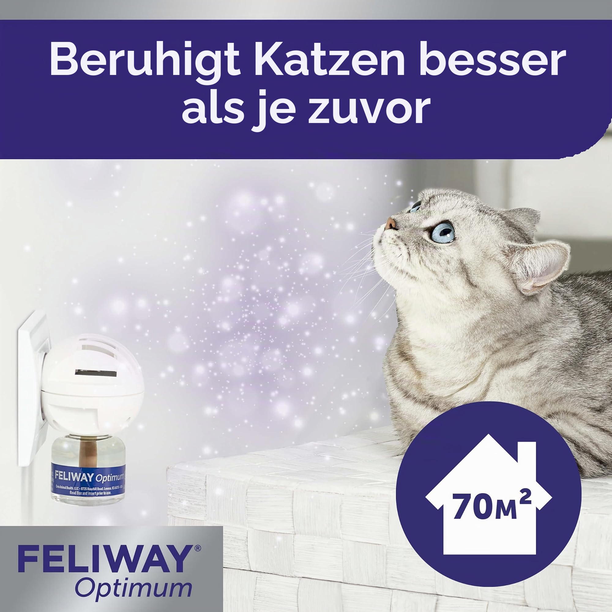 FELIWAY Optimum - Neue Generation von Pheromonen - löst alle Anzeichen von Stress der Katze - Kratzer, Ängste, Veränderungen, Urinmarkierung und Konflikte zwischen Katzen (3 Nachfüllungen)