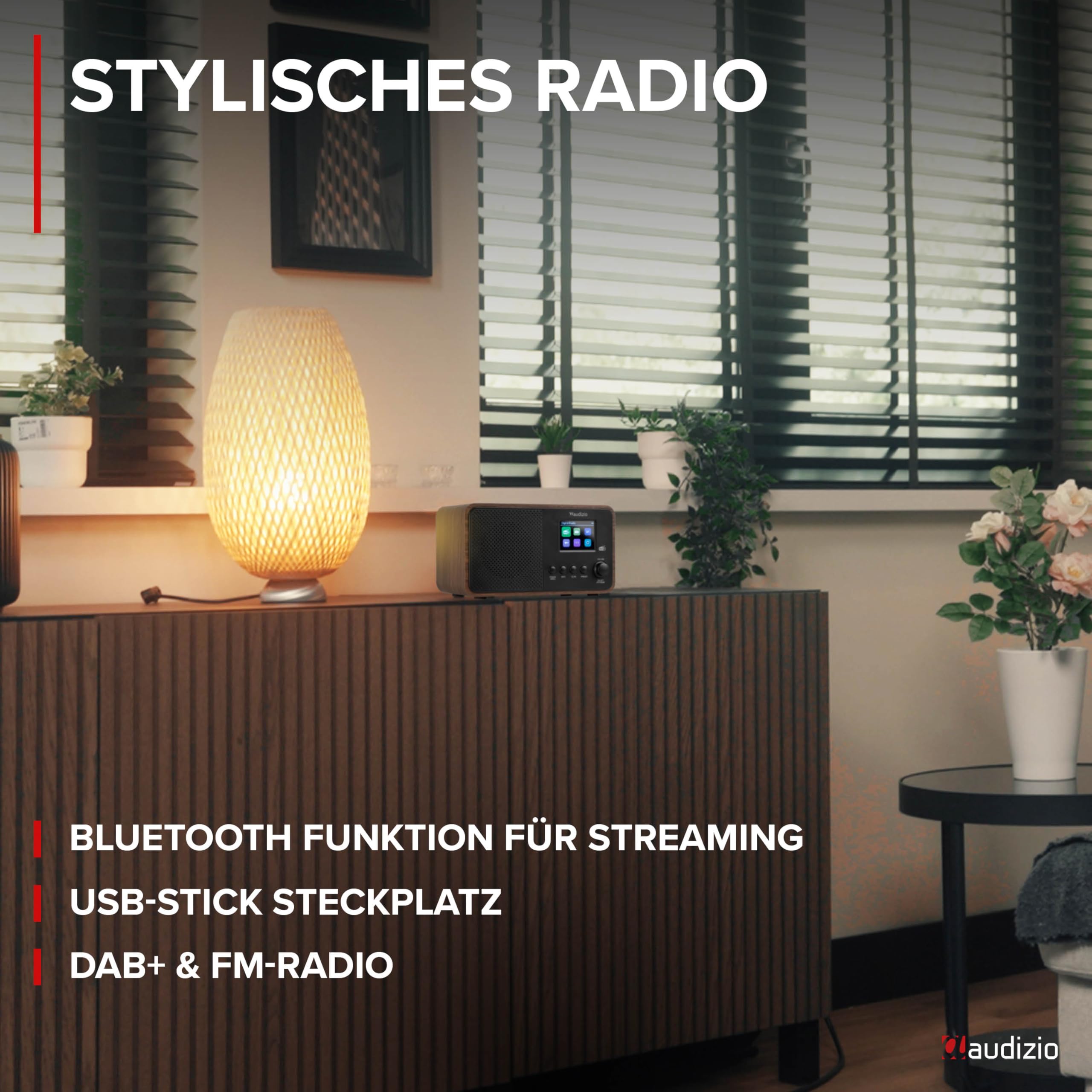 Audizio Avio - Kompaktes DAB Plus Radio mit Bluetooth, Digitalradio, FM & UKW, AUX, 30W Lautsprecher, 40 Speicherplätze, Küchenradio mit Display, Radiowecker mit Sleeptimer, Auto-Suchlauf - Schwarz