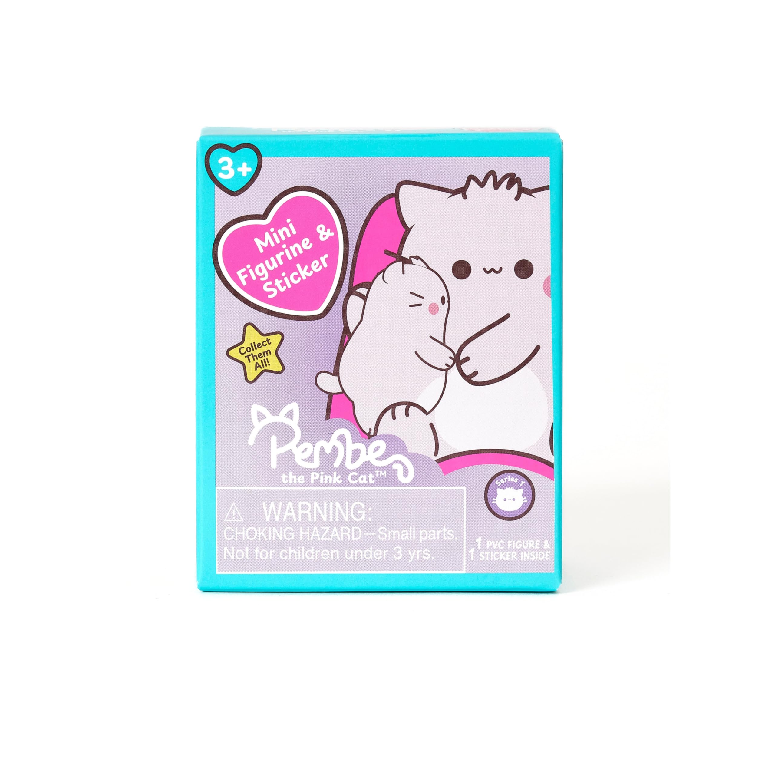 PEMBE - Plastikowe mini figurki w ciemno pudełko, figurka kolekcjonerska w formacie niespodzianki, postać różowy kot z różnymi wyrażeniami, dekoracyjna miniatura z tworzywa sztucznego, zestaw