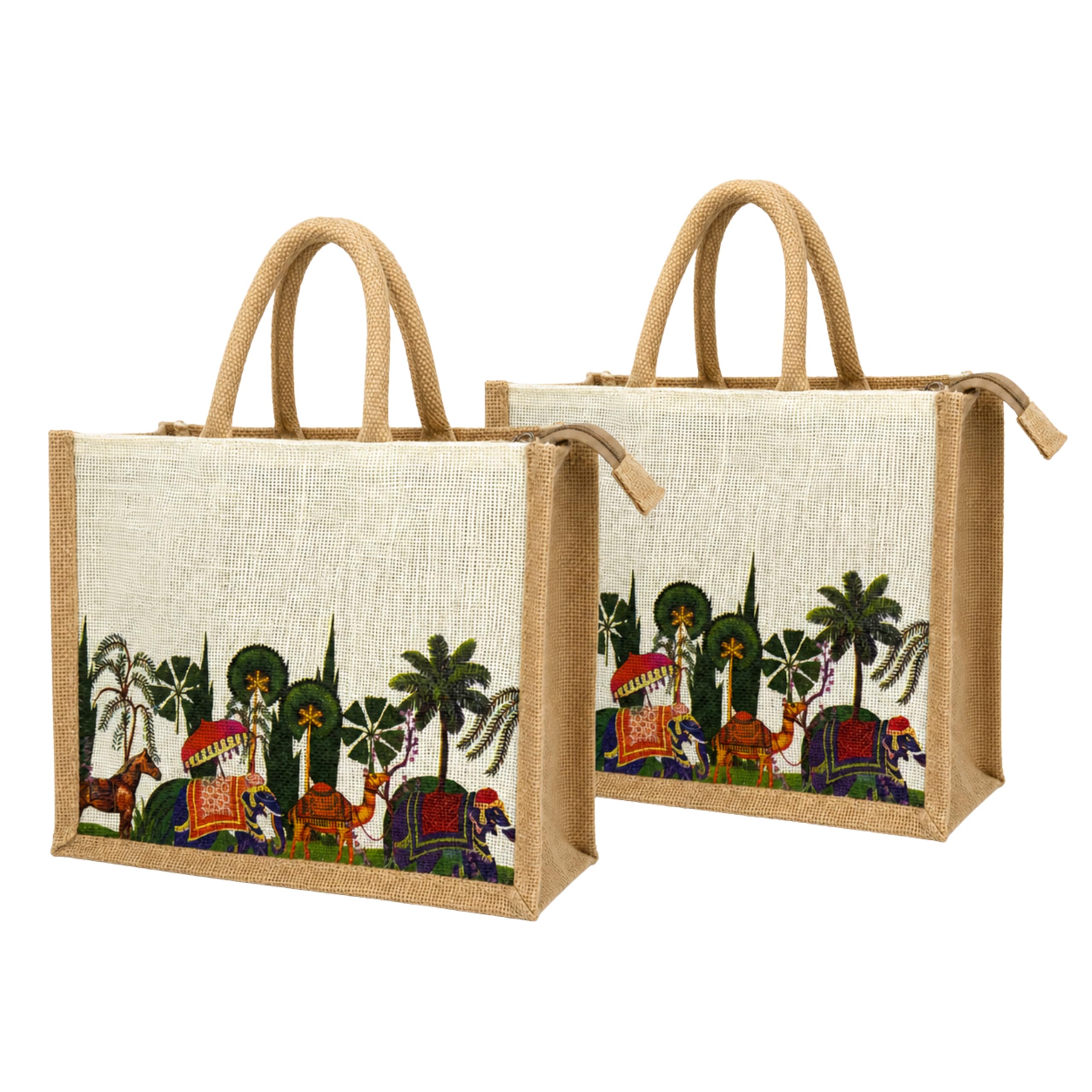 cantainoo Jute Bags for Return Gifts | Return Gift Bags | Eco-Friendly Reusable Jute Bags for Gifting, Shopping & Daily Use (2, Natural Jute – Zip)