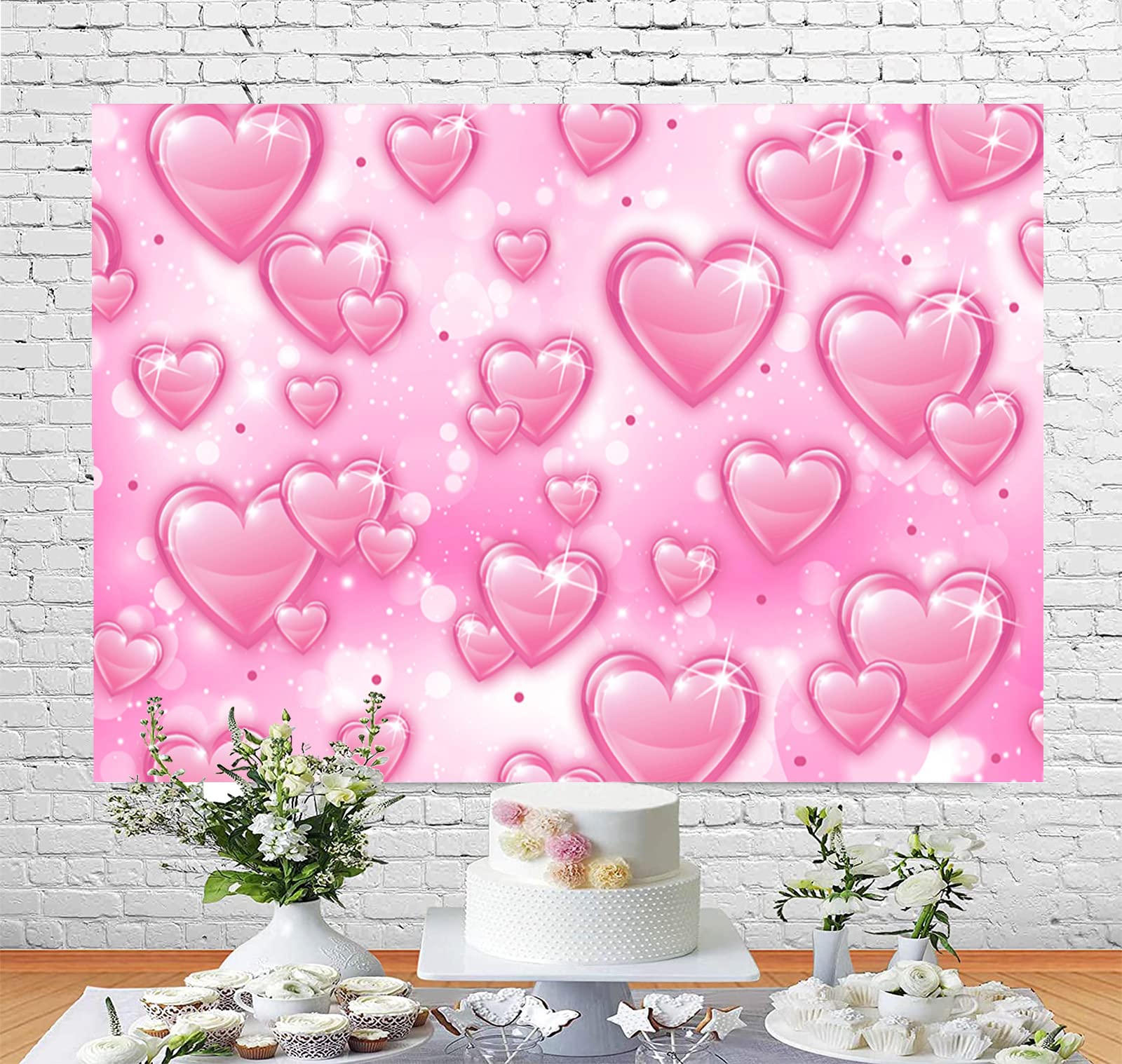 Amazon.com : Pink Heart Early 2000s Backdrop Y2K Party Decorations