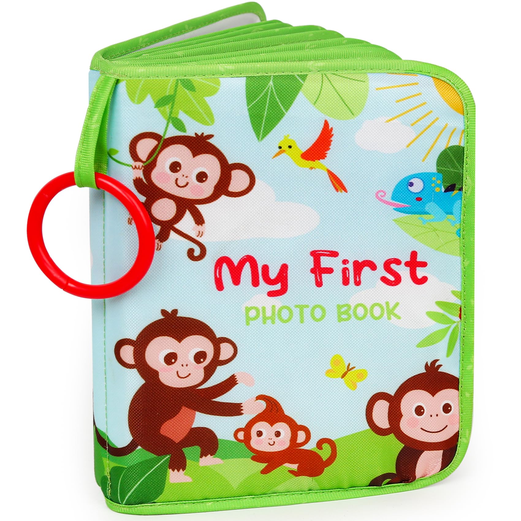 Album fotografico per bambini, album dei ricordi per la prima famiglia, per neonati, in morbido tessuto con specchio, regalo di qualità per ragazze e ragazzi, primo compleanno, baby shower, regalo di