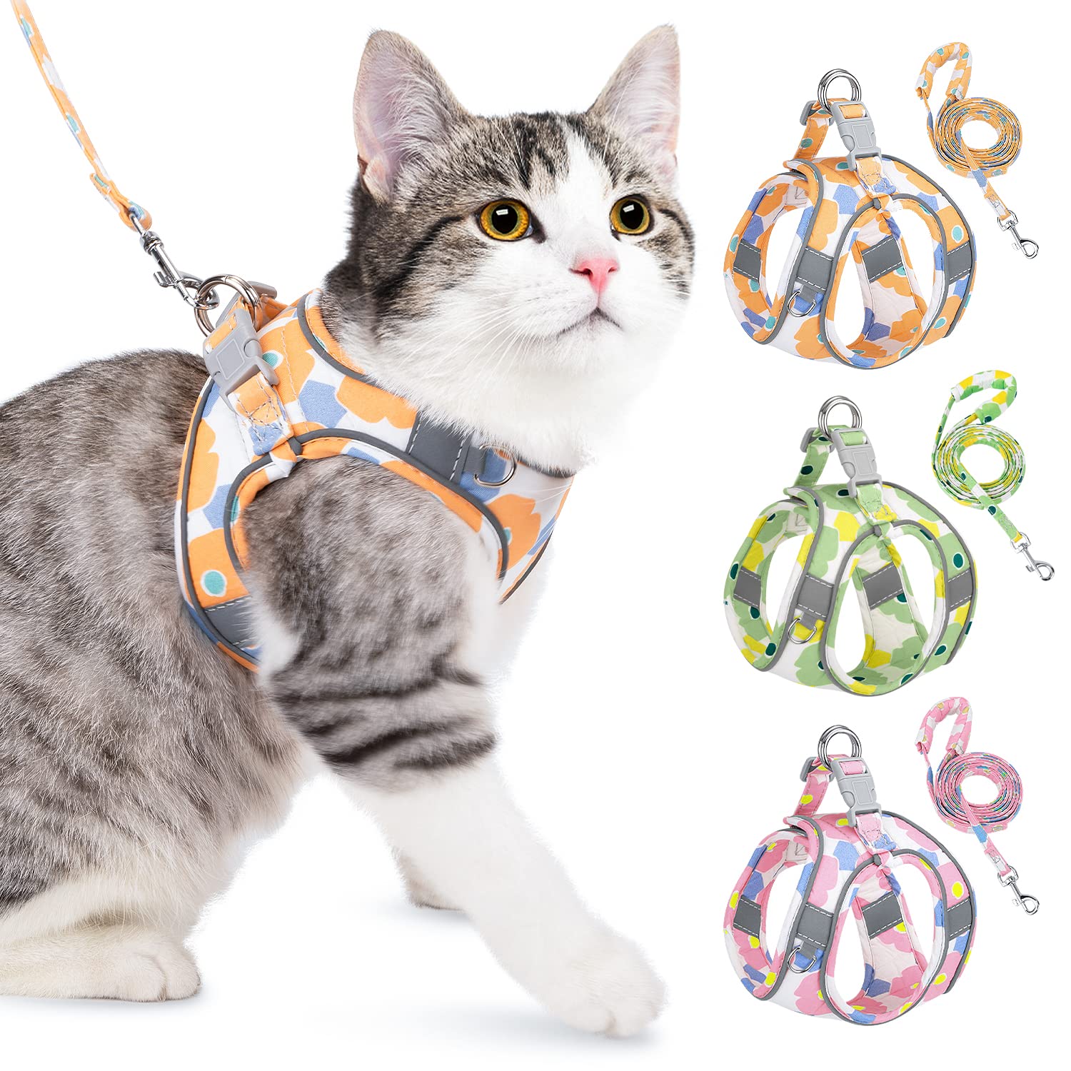 RETOLIT Cat Harness with 1.5m Leash, Adjustable Escape Proof Cat Vest Harness with Safety Reflective Strips, Lightweight Soft Cat Belt Leash for Small Medium Large Cats Dogs Hiking Walking(Orange,M) (B0CS33S7X4) Amazon Price History, Amazon Price Tracker