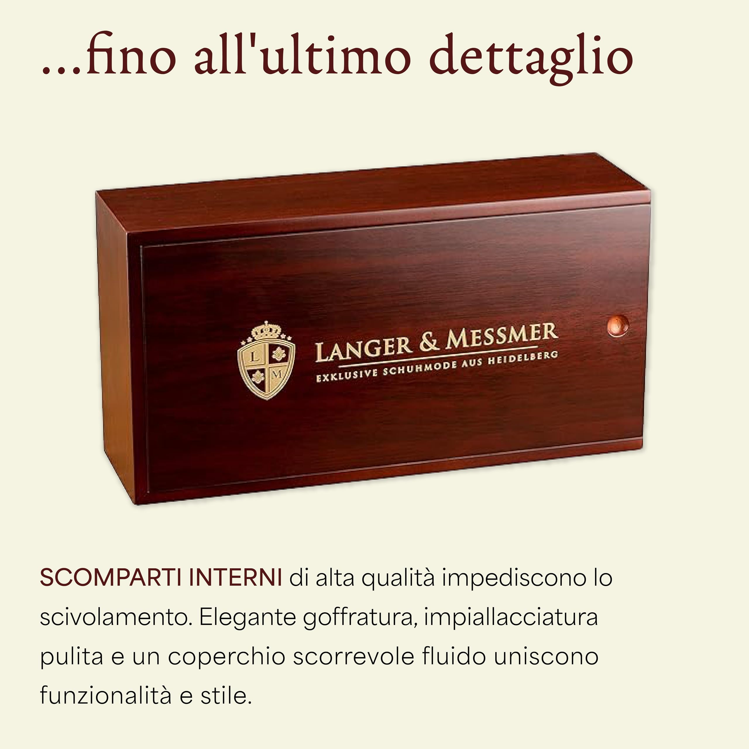 Langer & Messmer Scatola per lustrascarpe di alta qualità senza contenuto o con set di cura in più parti - scatola per lustrascarpe in legno con creme per la cura della pelle modello Mannheim