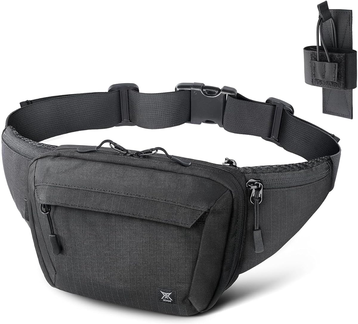 Tactical Concealed Carry Fanny Pack, CCW Fanny Pack, Waist Bag for Men, Hip Bag Compact Belt Bag for Hiking, EDC Waist Pack(Adjustable Up to 60" Waist)