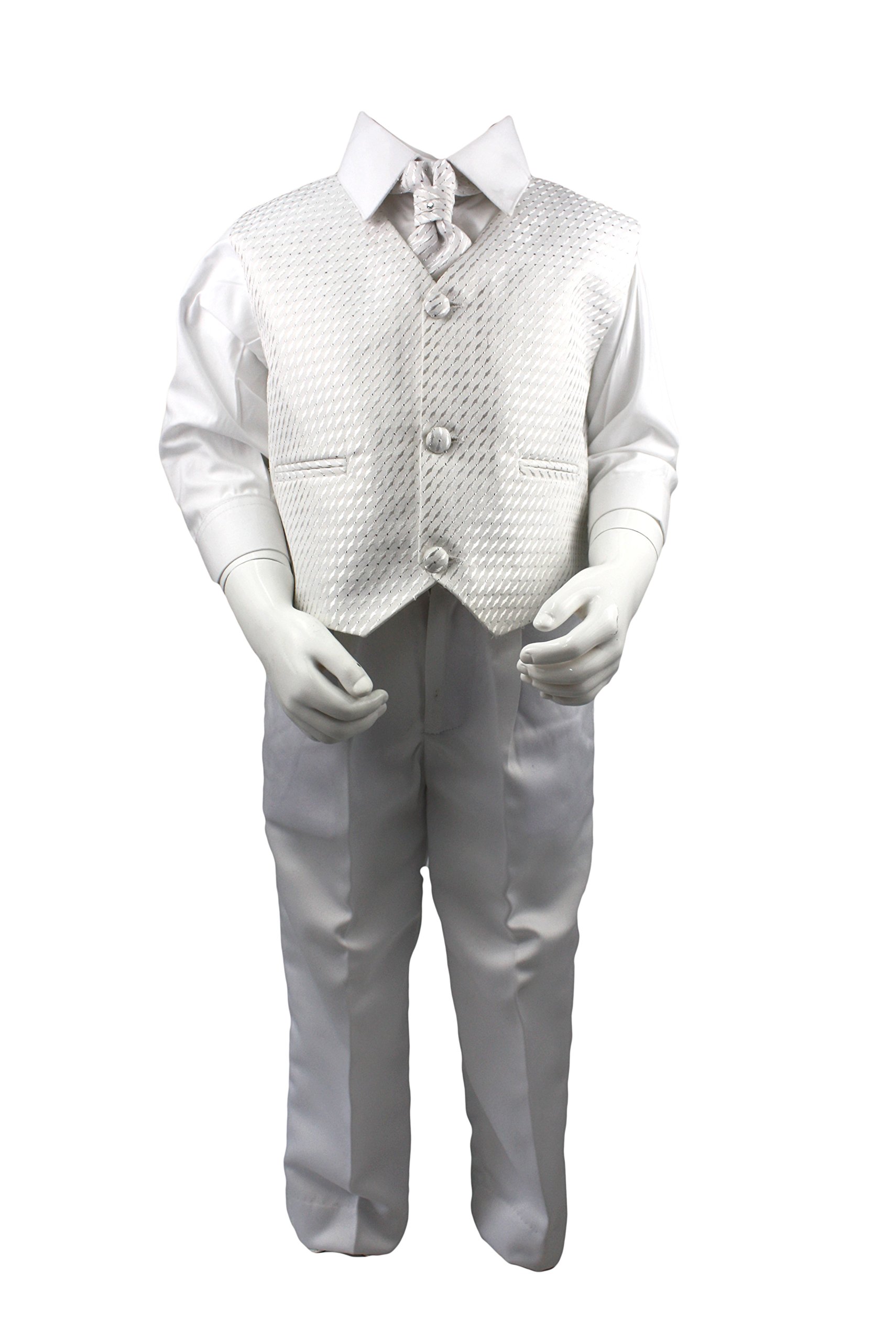 Vivaki Boys White 4 Piece Diamond Suit (18-24 Months)