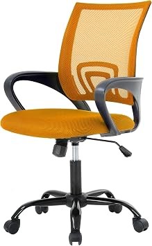 PayLessHere Office Computer Chair Ergonomic Cheap Desk Chair Adjustable Comfortable Mid Back Task Rolling Swivel with Lumbar Support for Home Office Pack of 1, Orange