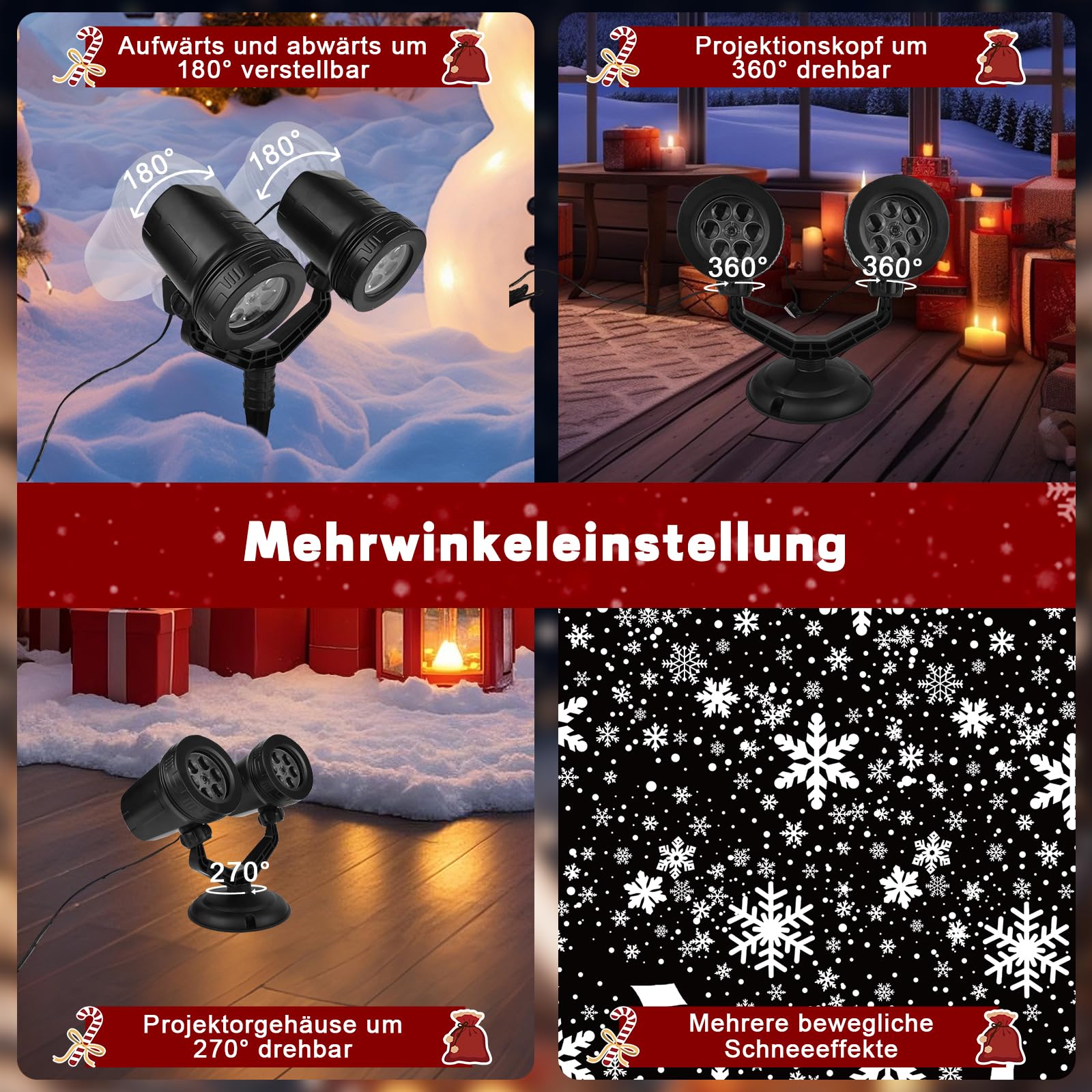 Projektor Weihnachten Aussen, GuKKK 2-in-1 LED Projektionslampe mit 10 Schaltbare Muster 10 Welleneffekt, Wasserdichte Christmas Lights mit Fernbedienung für Weihnachtsbeleuchtung Außen Innen (C)