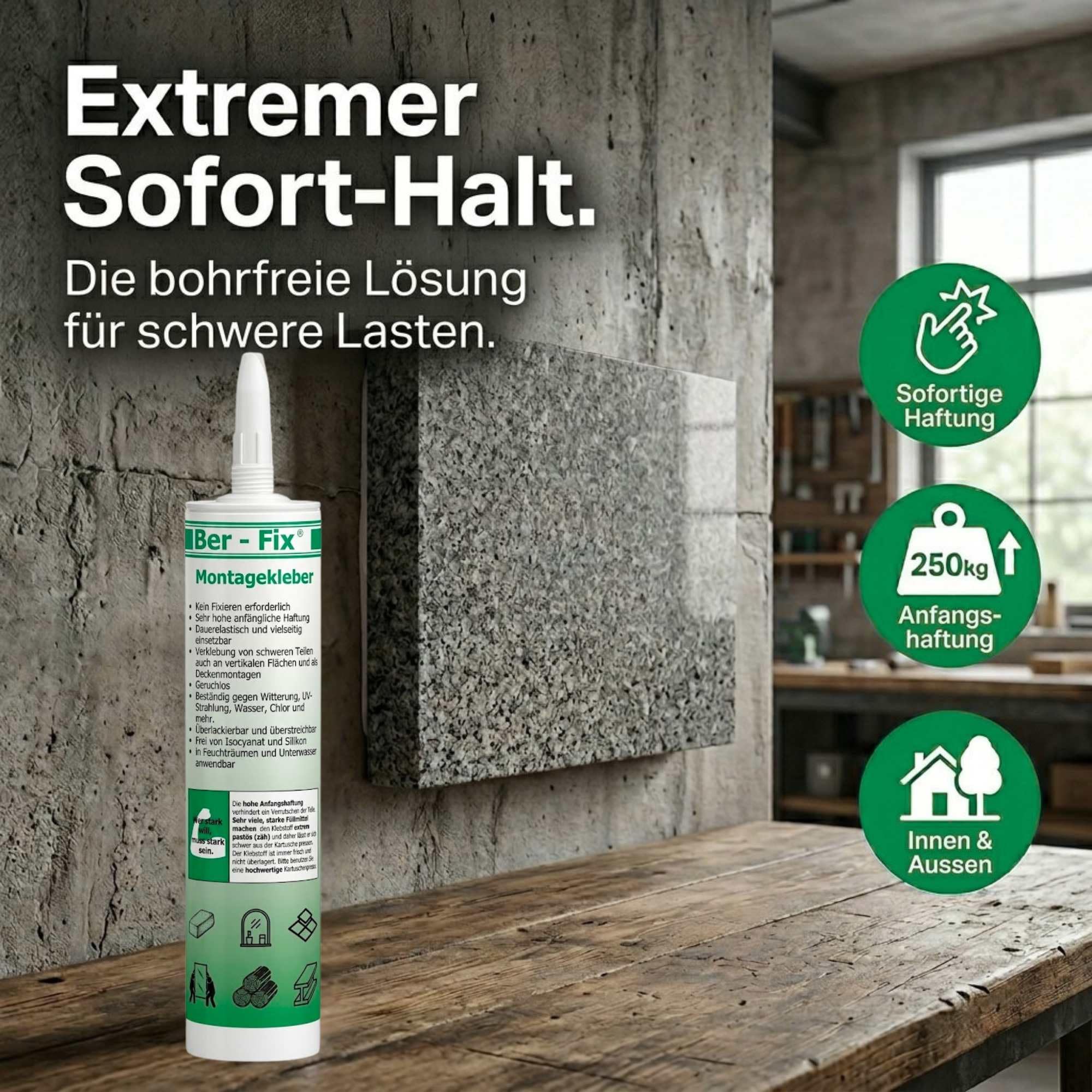 Ber-Fix Montagekleber nur Kleber extra stark weiß 12er Pack
