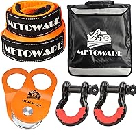 Vista 1 de METOWARE Kit de Recuperación Todo Terreno - Protector de Árboles de 3" x 8', Correa de Remolque de 3" x 20', Polea de Bloque de Tracción de Servicio