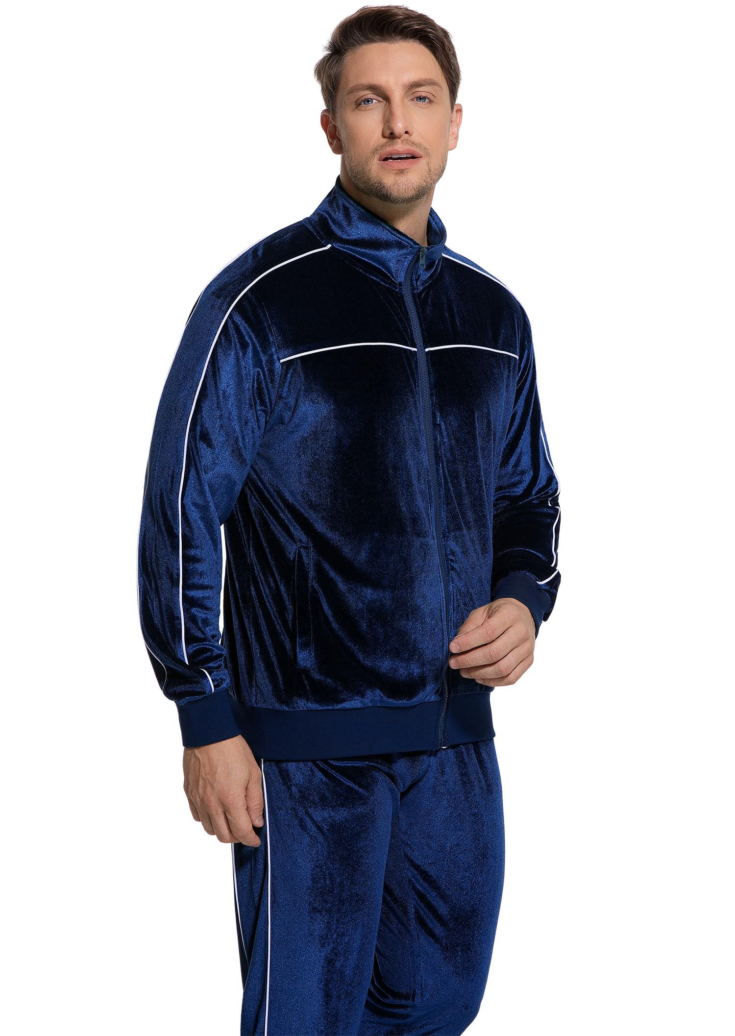 W JIANWANG Herren Jogginganzug Hausanzug Trainingsanzug Set Zweiteiler Trainingsanzüge Velours Warme Freizeitanzug Sportanzug für Frühling Herbst Winter