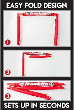 Franklin Sports - NHL Kids Folding Hockey Goals Set - (2) Street Hockey & Knee Hockey Goals - (2) Adjustable Youth Hockey Sticks, (2) Knee Hockey Sticks, (2) Mini Hockey Balls + (1) Street Hockey Ball