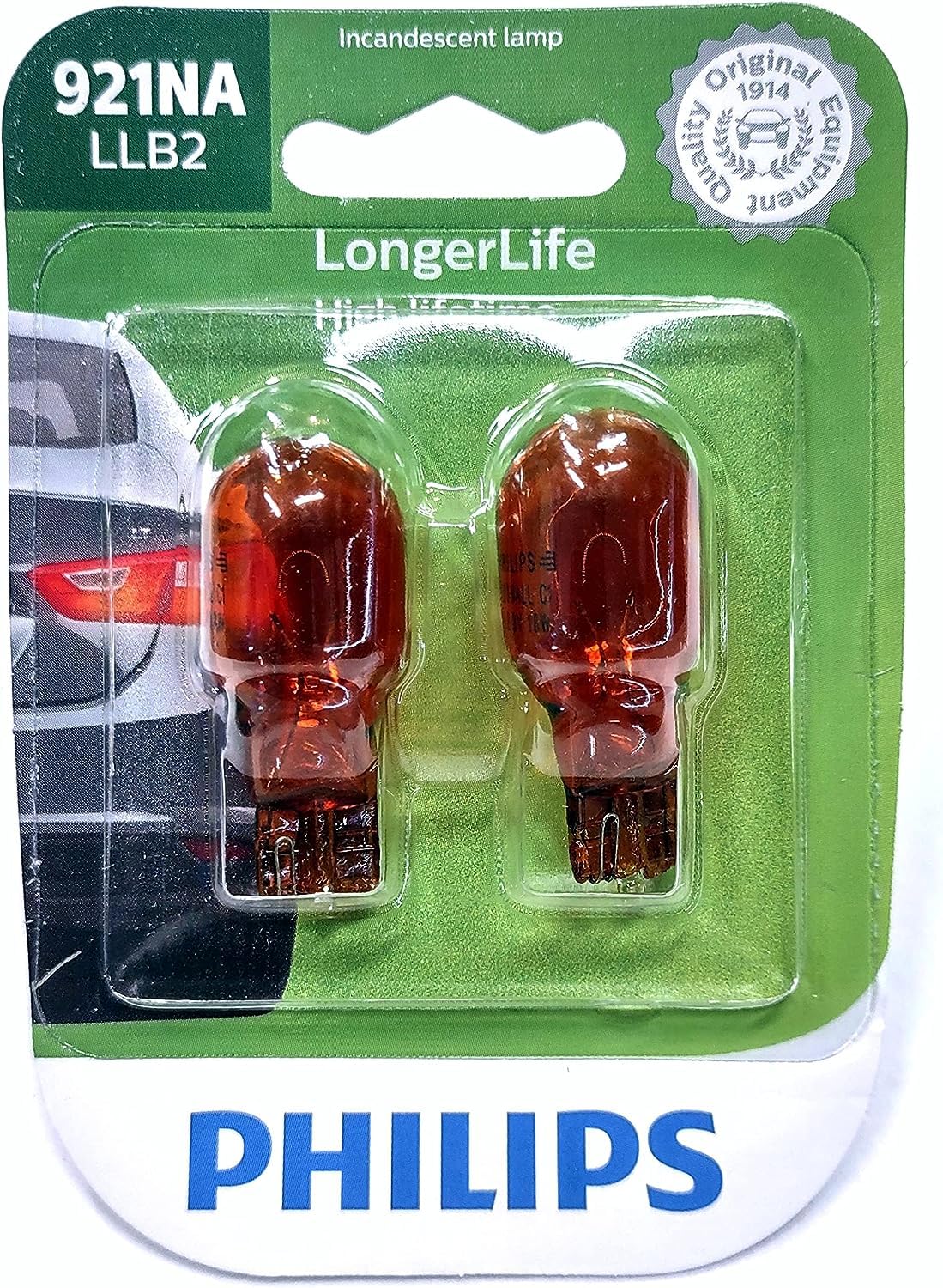 Philips Automotive Lighting 921NA LongerLife Miniature Bulb, 2 Pack, (921NALLB2)
