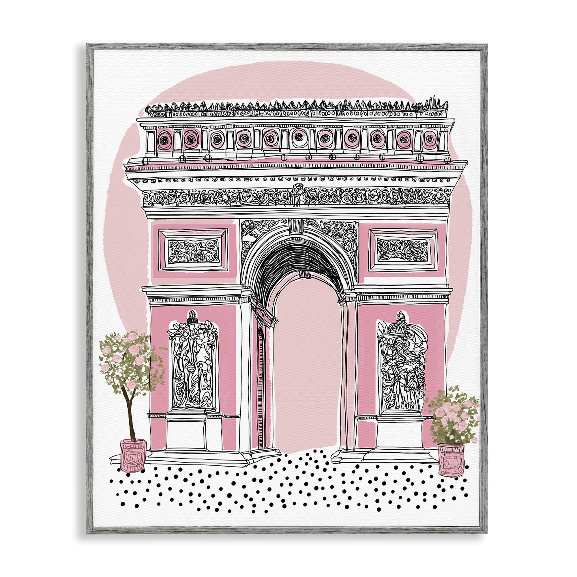 Stupell Industries Farmhouse Gray (Textured) 'Pink Neoclassical Archway'| Framed Giclee Art