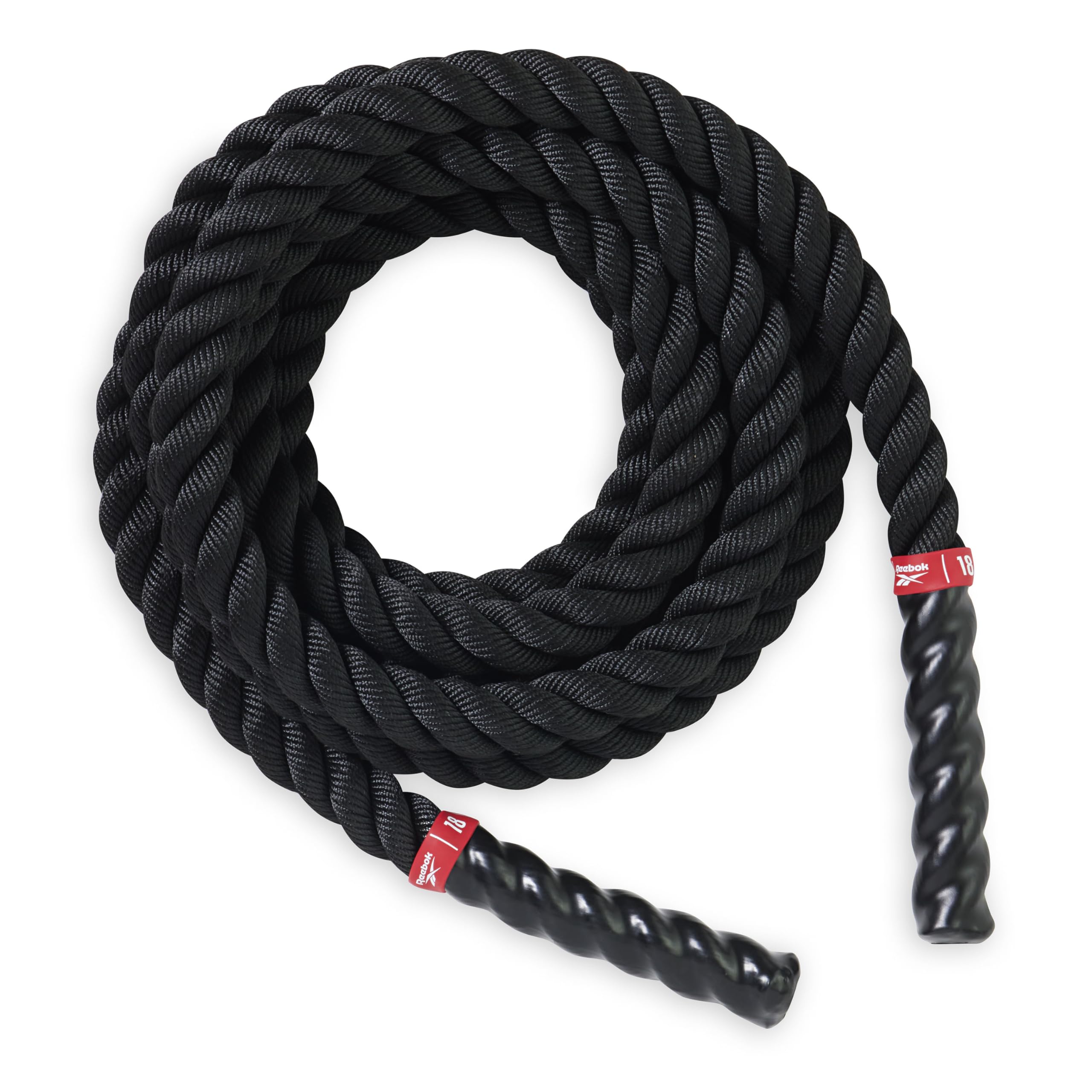 Reebok Corda da 5,5 m, spessa 3,8 cm, per allenamento in palestra a casa, manici antiscivolo per una presa forte, corde da combattimento per la forza del core, costruzione muscolare e altro ancora,