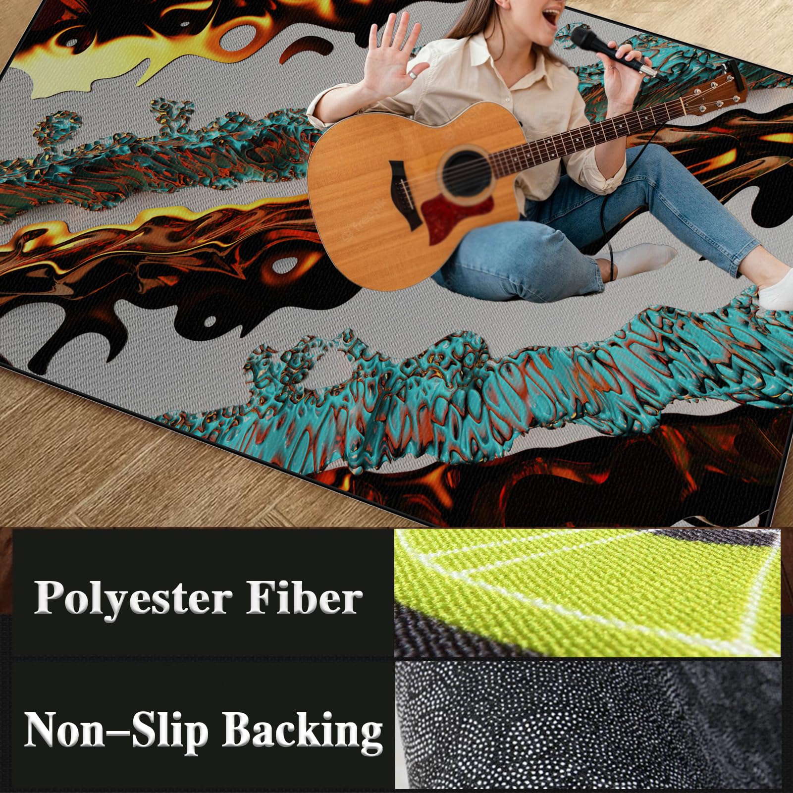 Tappeto per Batteria Acustica, Tappeti per Tamburi Insonorizzato, AntiscivoloTappetino Drum Carpet per Batterie Elettroniche Rullante Snare Drum Grancassa 230 x 180 cm