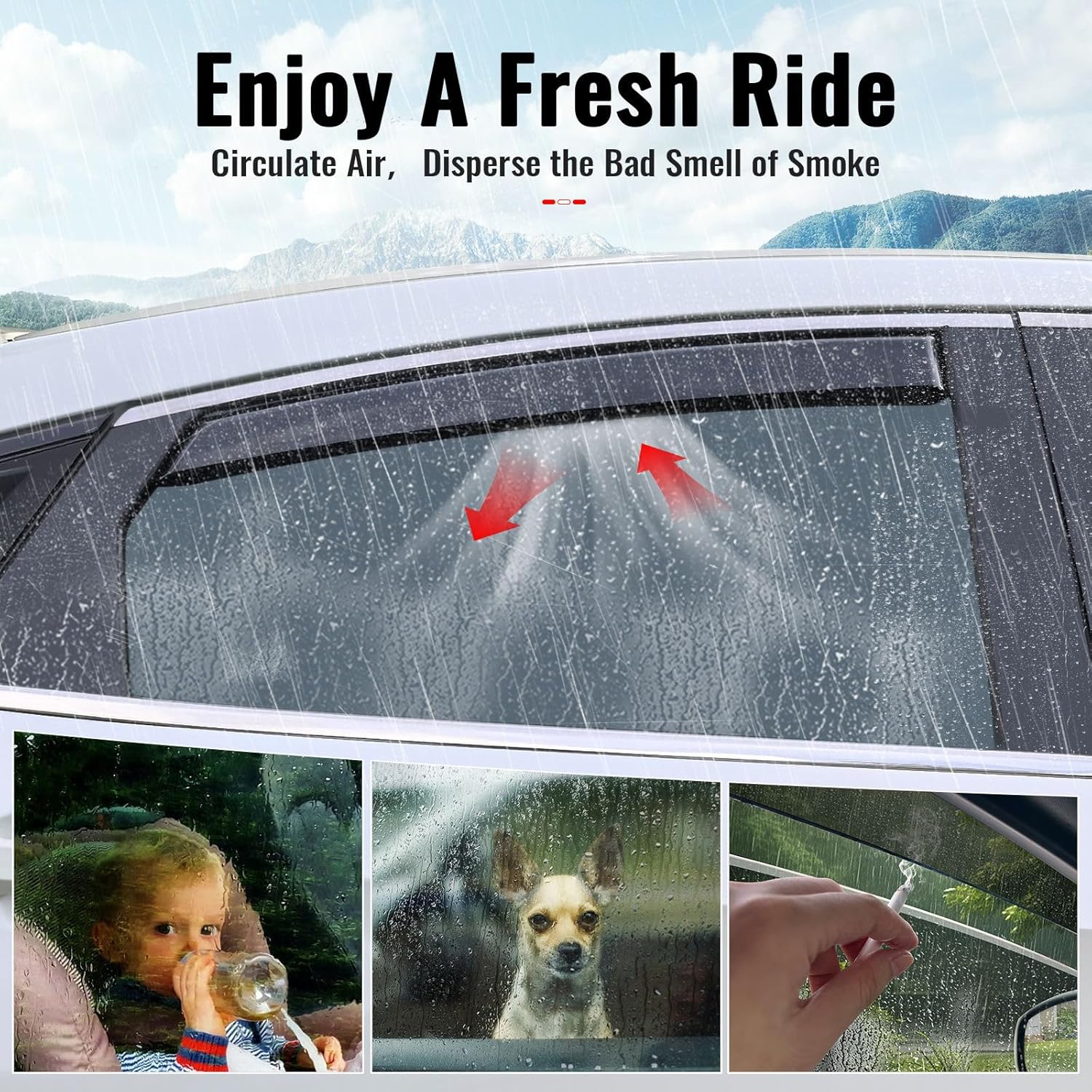 IKON MOTORSPORTS in Channel Window Visors Compatible with 2011-2017 BMW F25 X3, in Channel Style Injection PC Black Rain Guards, Side Window Wind Deflectors 4PCS