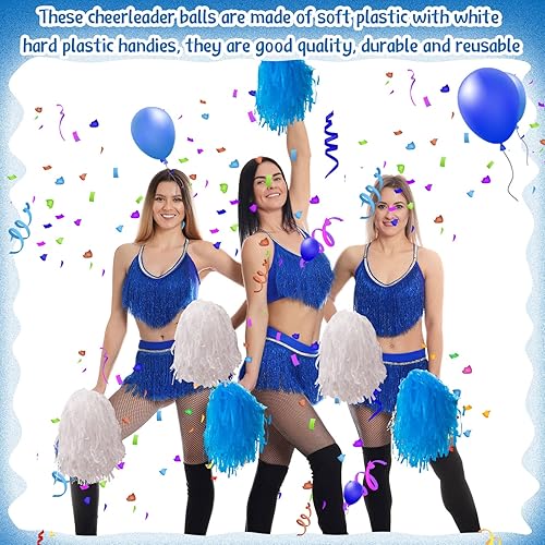 Miniatura 4 de Paquete de 40 pompones de animadora de plástico con asas para niños y adultos, rooters, equipo deportivo, fiesta de animación (rojo)