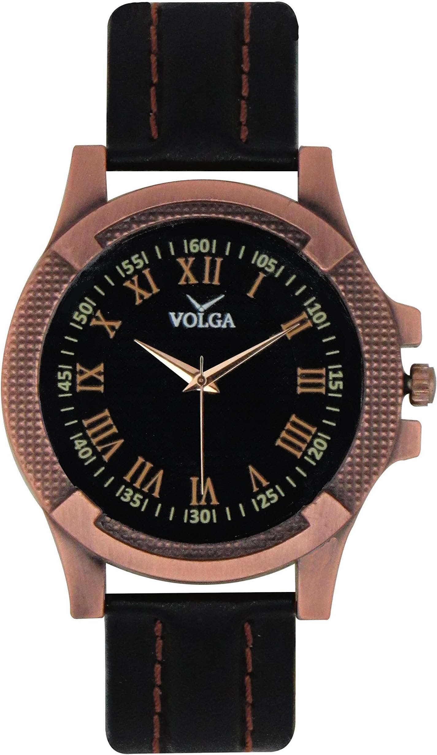 Men's Designer Volga Casual Sport Look Sweeping Second Hand Analog Watch Black