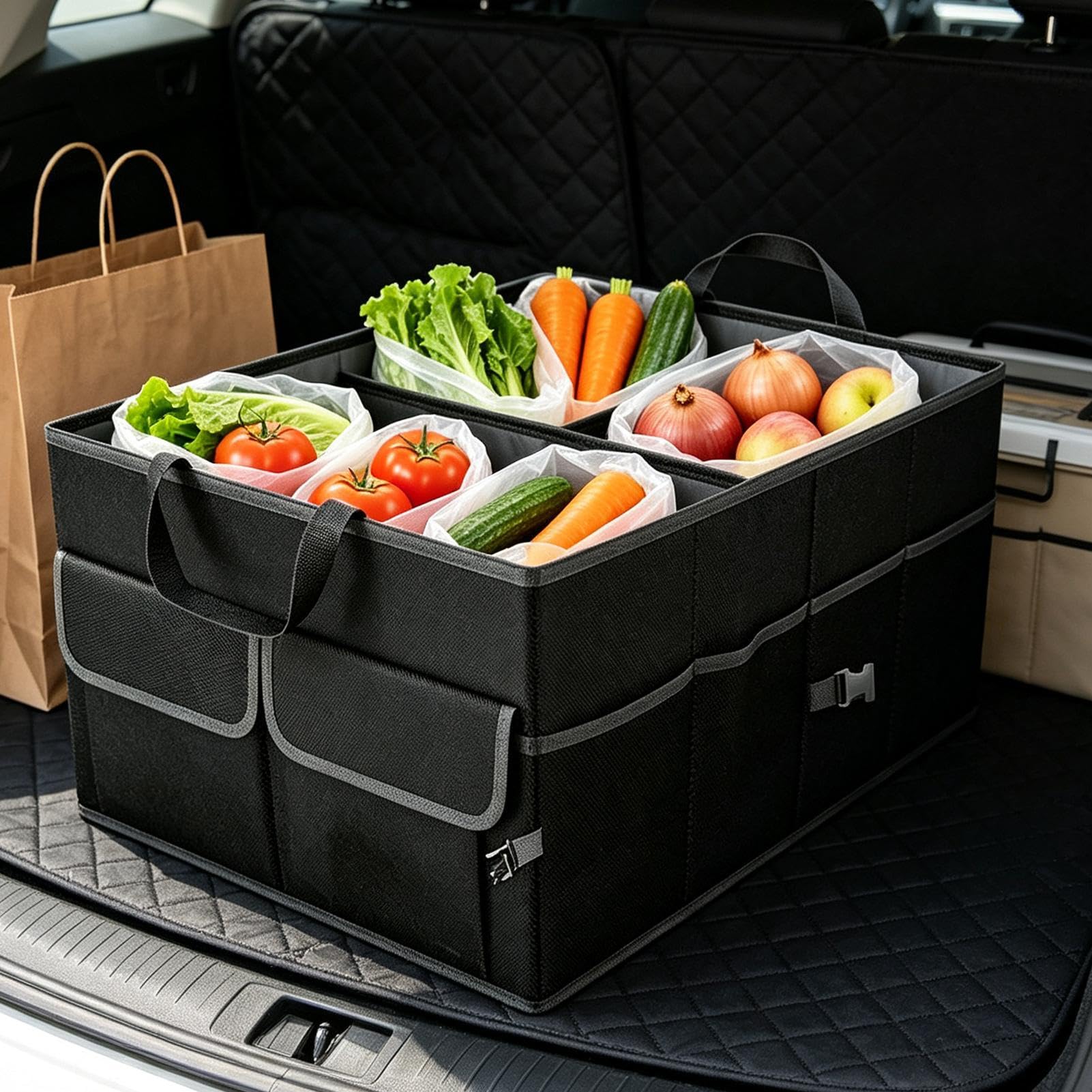 Organizador de maletero para coche Contenedor Plegable con Divisores