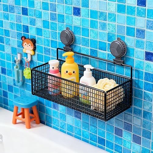 Miniatura 6 de Suction Cup Shampoo Storage Holder Suction Cup Bathroom Organizer Rustproof Shampoo and Cosmetics Storage Rack for Toilets, Black M