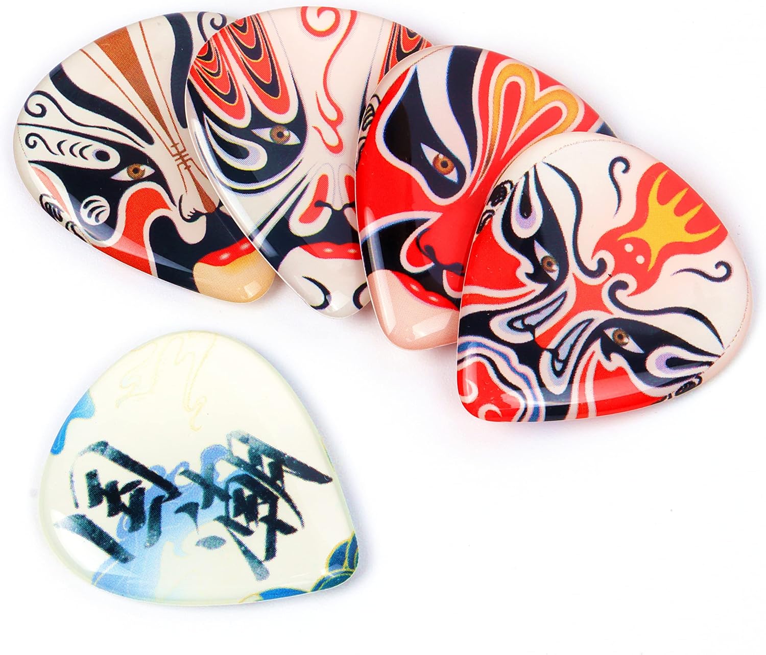 Guitar Picks 10 Pack Epoxy Resin Guitar Pick Unique Chinese Style Exotic Guitar Pick in A Tin