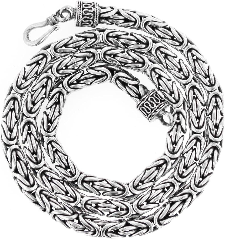 Amazon | 6mm ビザンチン バリ チェーン ネックレス ソリッド 925